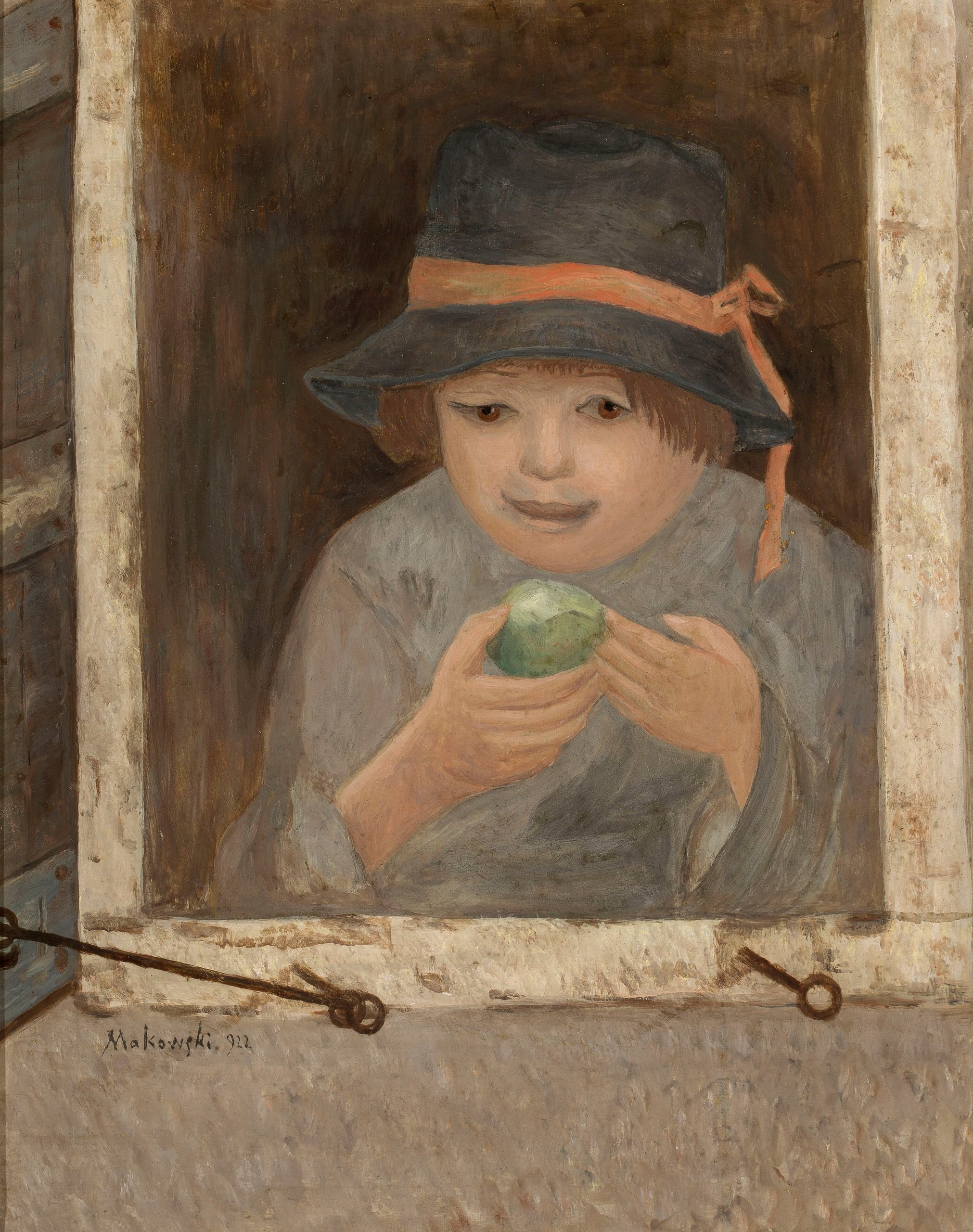 《窗口里有一个苹果的女孩》（Girl with an apple in the window）｜塔德乌什·马科夫斯基 Tadeusz Makowski｜1922