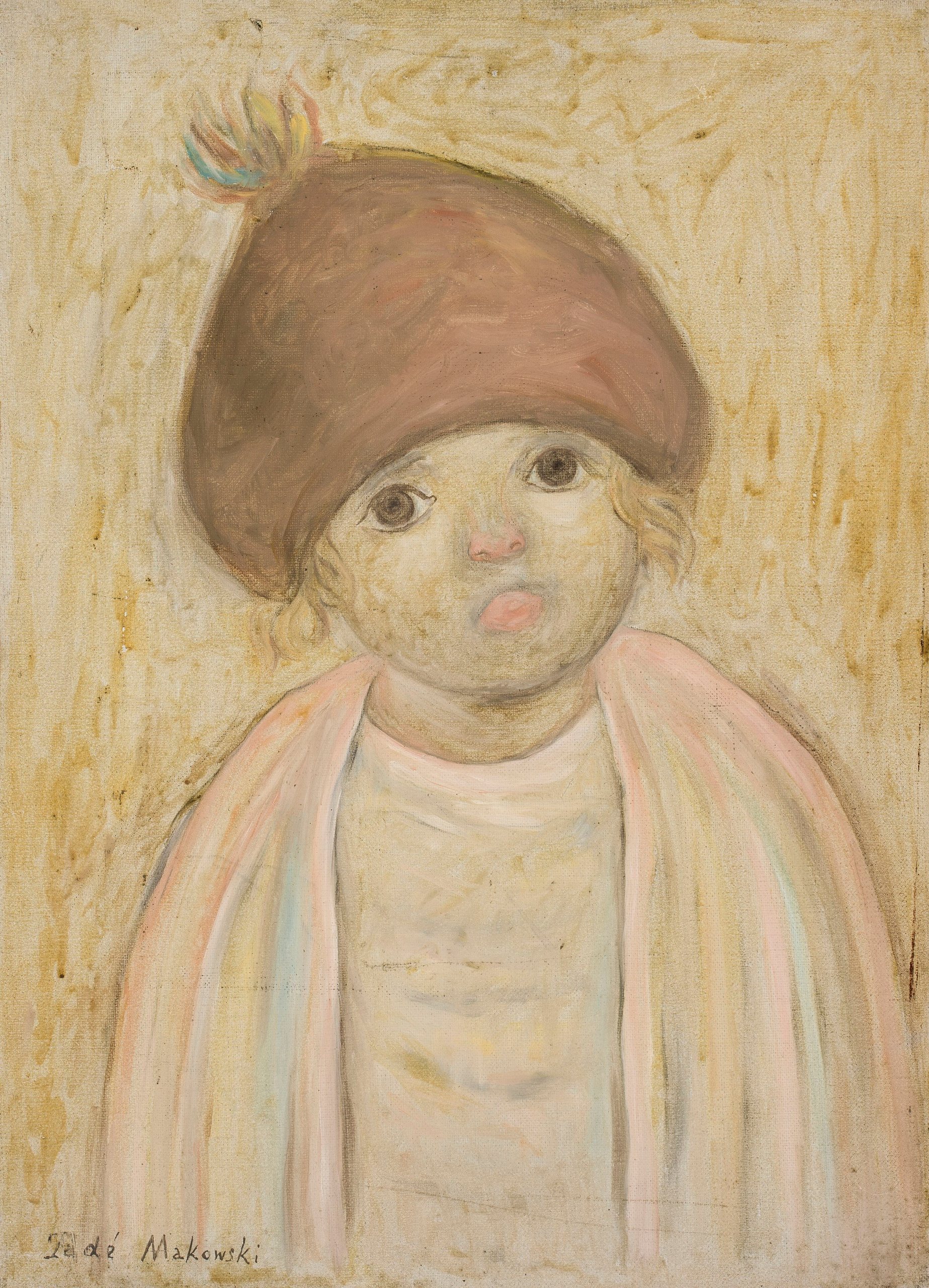 《一个戴着绒球的贝雷帽的女孩》（A girl in a beret with a pompom）｜塔德乌什·马科夫斯基 Tadeusz Makowski｜1927