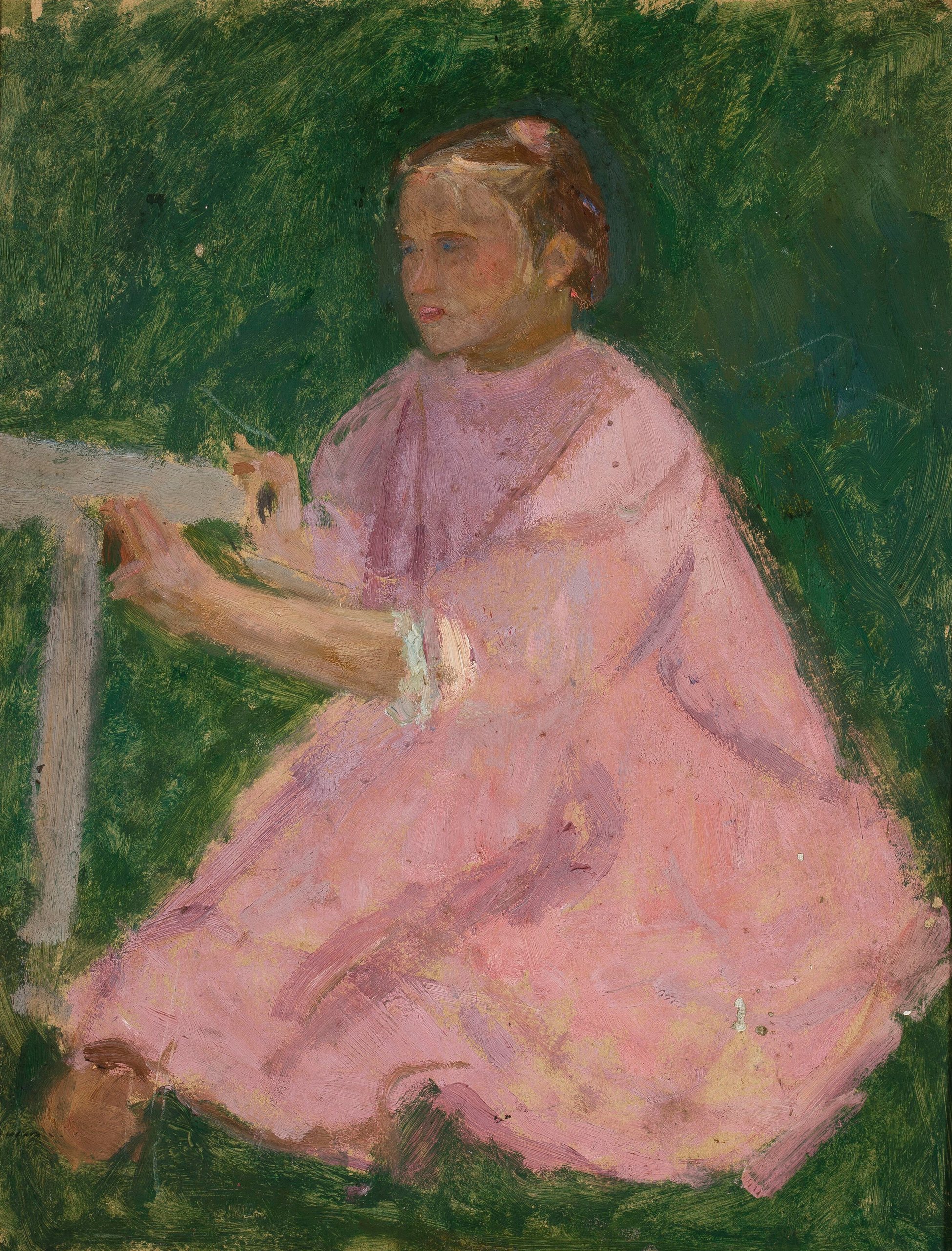 《一个穿着粉红色连衣裙的女孩》（A girl in a pink dress）｜塔德乌什·马科夫斯基 Tadeusz Makowski｜1910