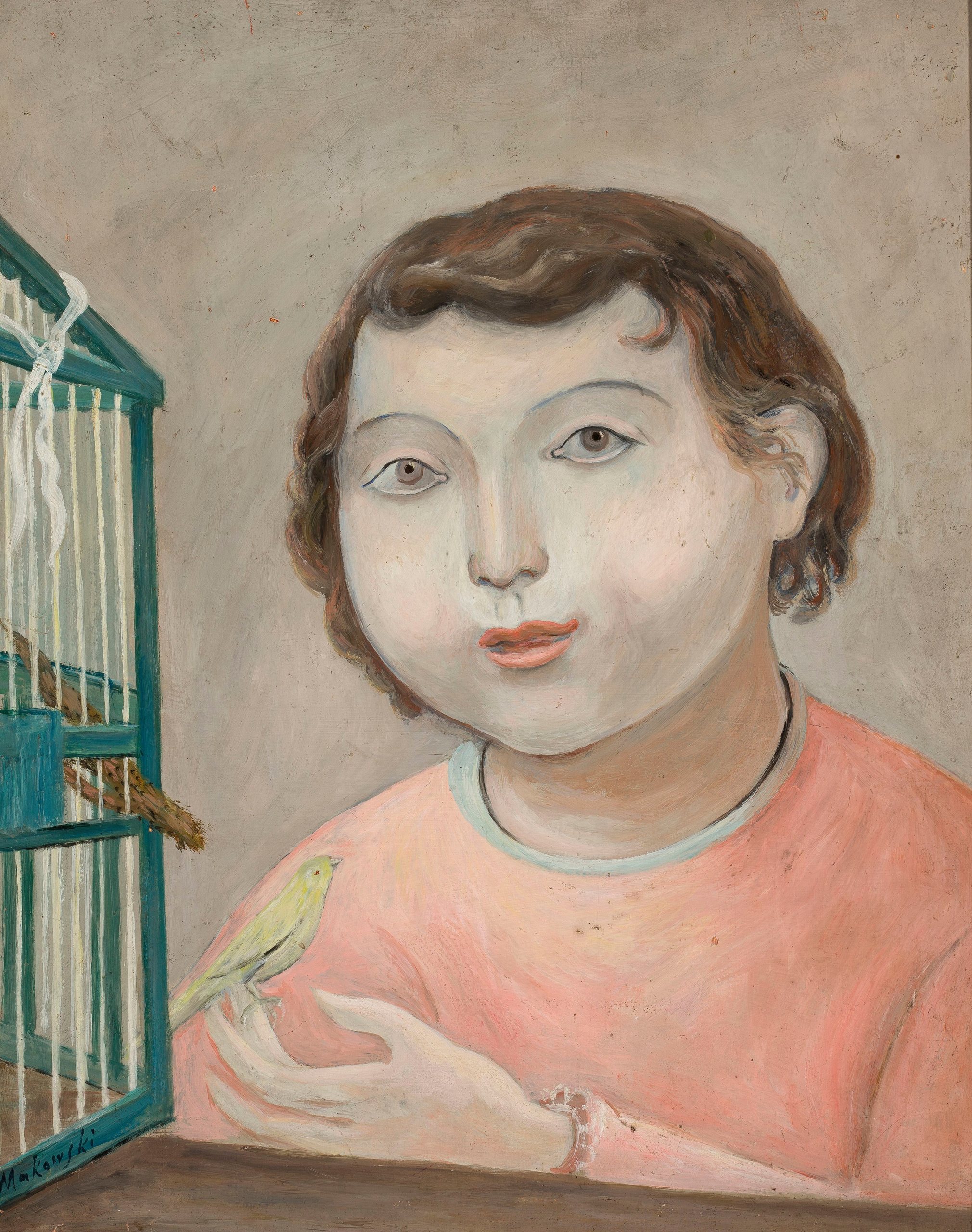 《有金丝雀的女孩》（Girl with a canary）｜塔德乌什·马科夫斯基 Tadeusz Makowski｜1922