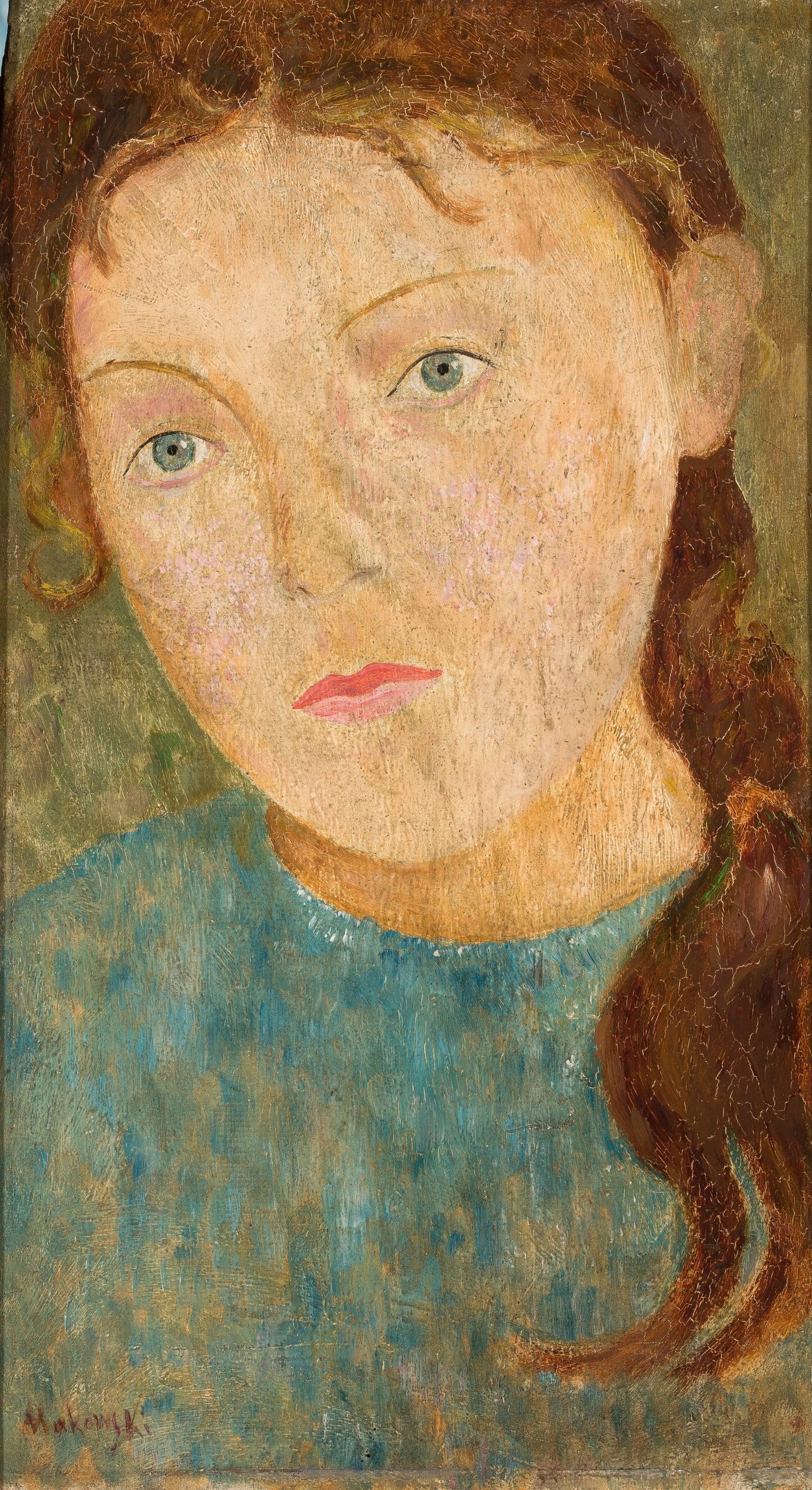 《红辫子的女孩》（Girl with a red plait）｜塔德乌什·马科夫斯基 Tadeusz Makowski｜1920