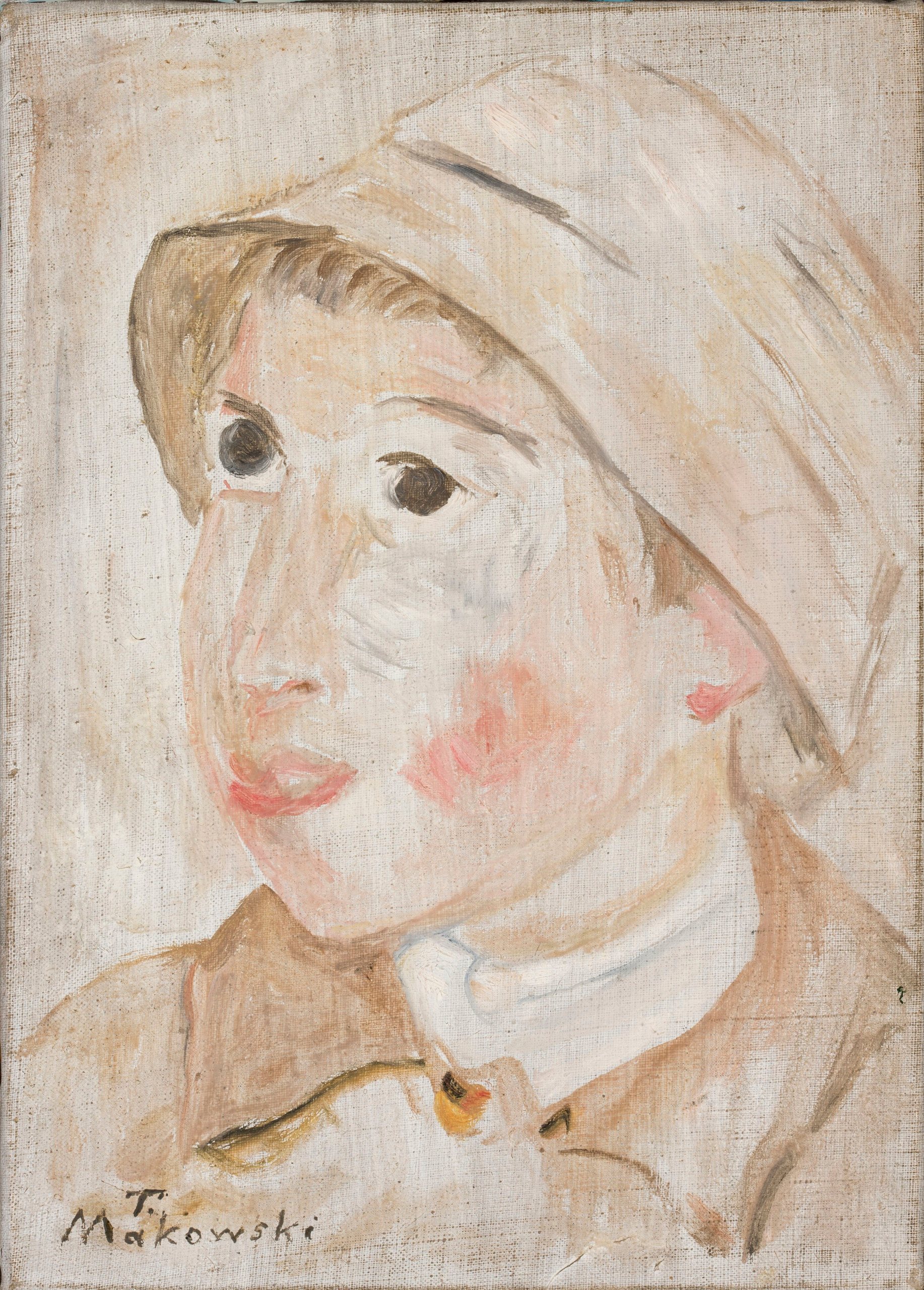 《戴帽子的男生头像》（The head of a boy in a hat）｜塔德乌什·马科夫斯基 Tadeusz Makowski｜1925