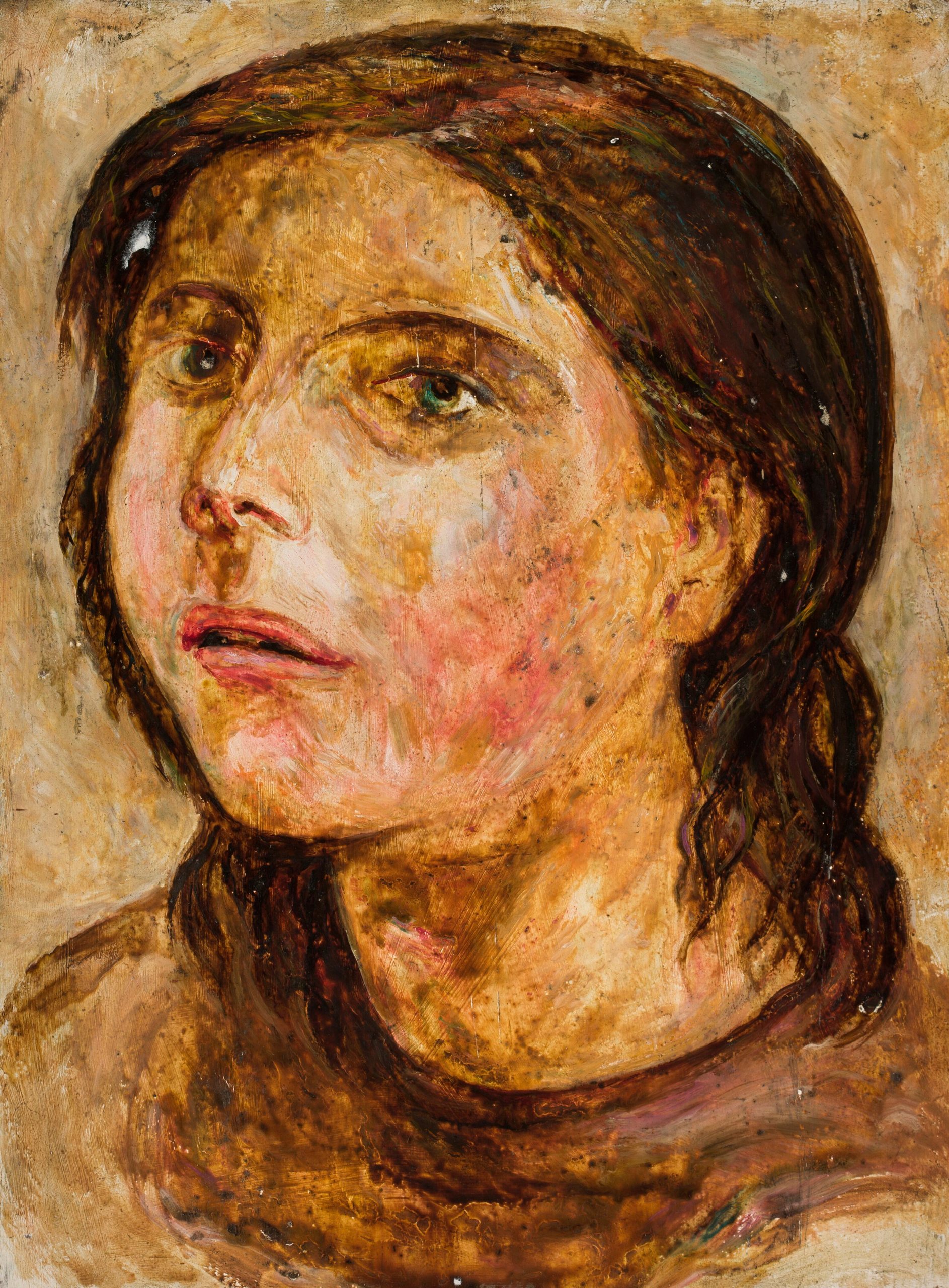 《半张嘴女生头像》（Head of a girl with a half-open mouth）｜塔德乌什·马科夫斯基 Tadeusz Makowski｜1919