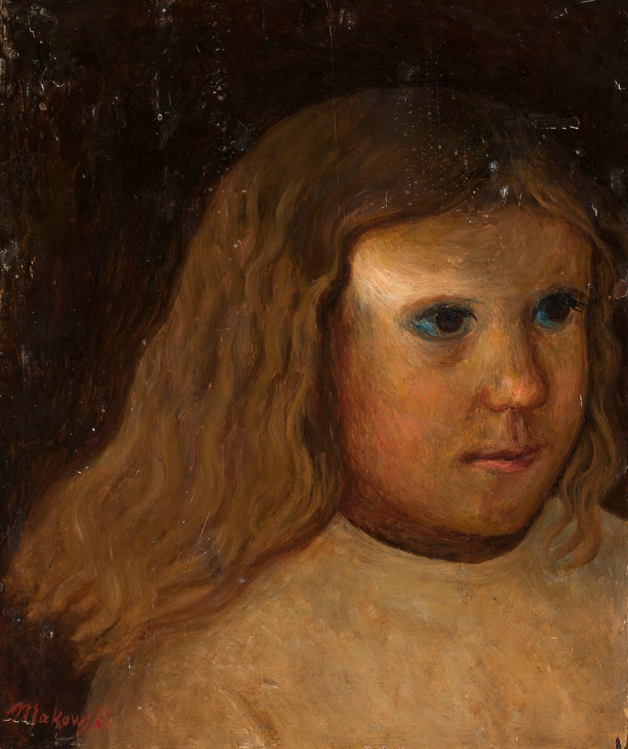 《头发松散的小女孩头像》（Head of a little girl with unloosed hair）｜塔德乌什·马科夫斯基 Tadeusz Makowski｜1919