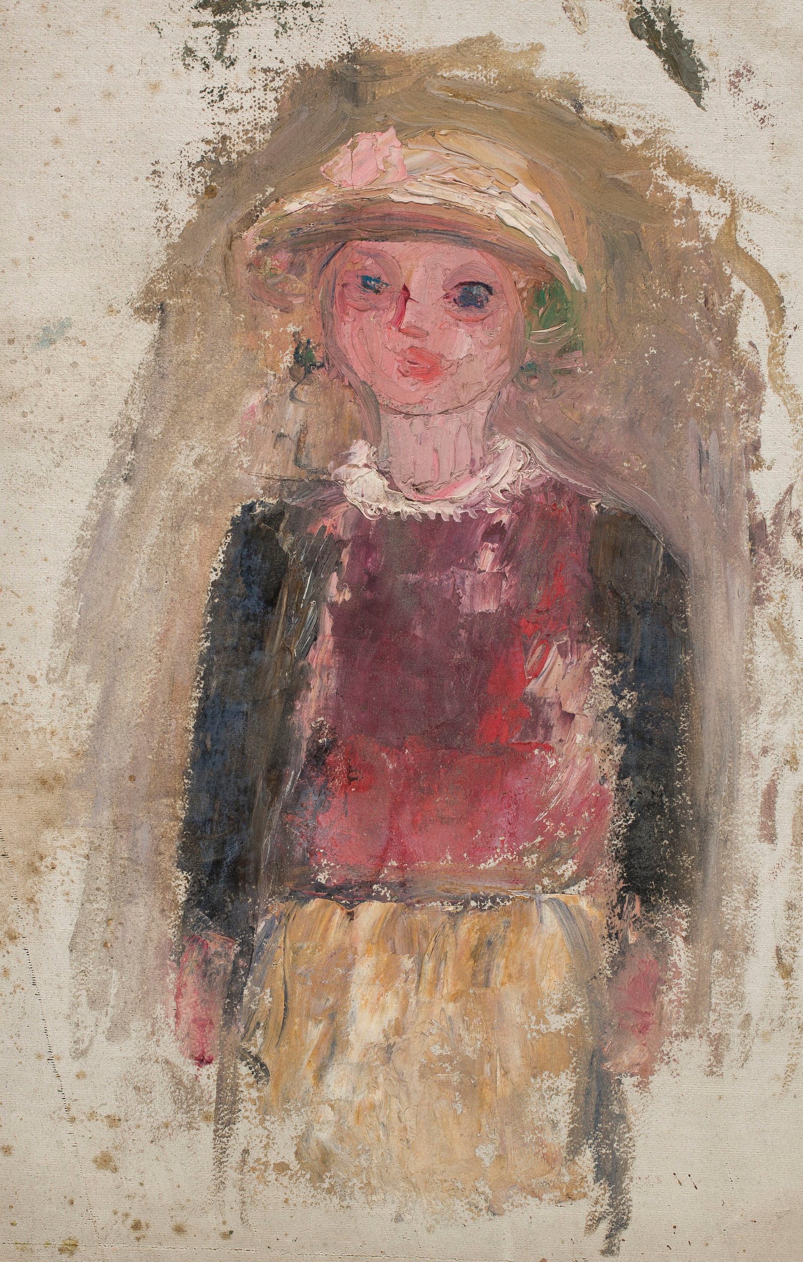 《一件红色背心的小女孩》（Little girl in a red waistcoat）｜塔德乌什·马科夫斯基 Tadeusz Makowski｜1926
