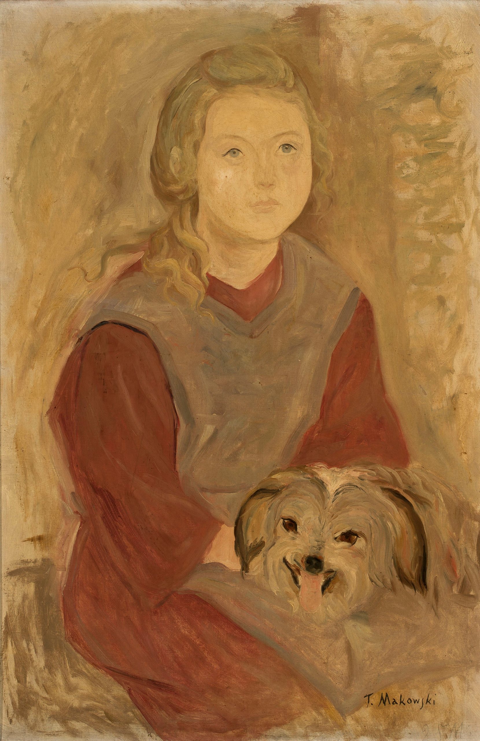 《有狗的小女孩》（Little girl with a dog）｜塔德乌什·马科夫斯基 Tadeusz Makowski｜1927