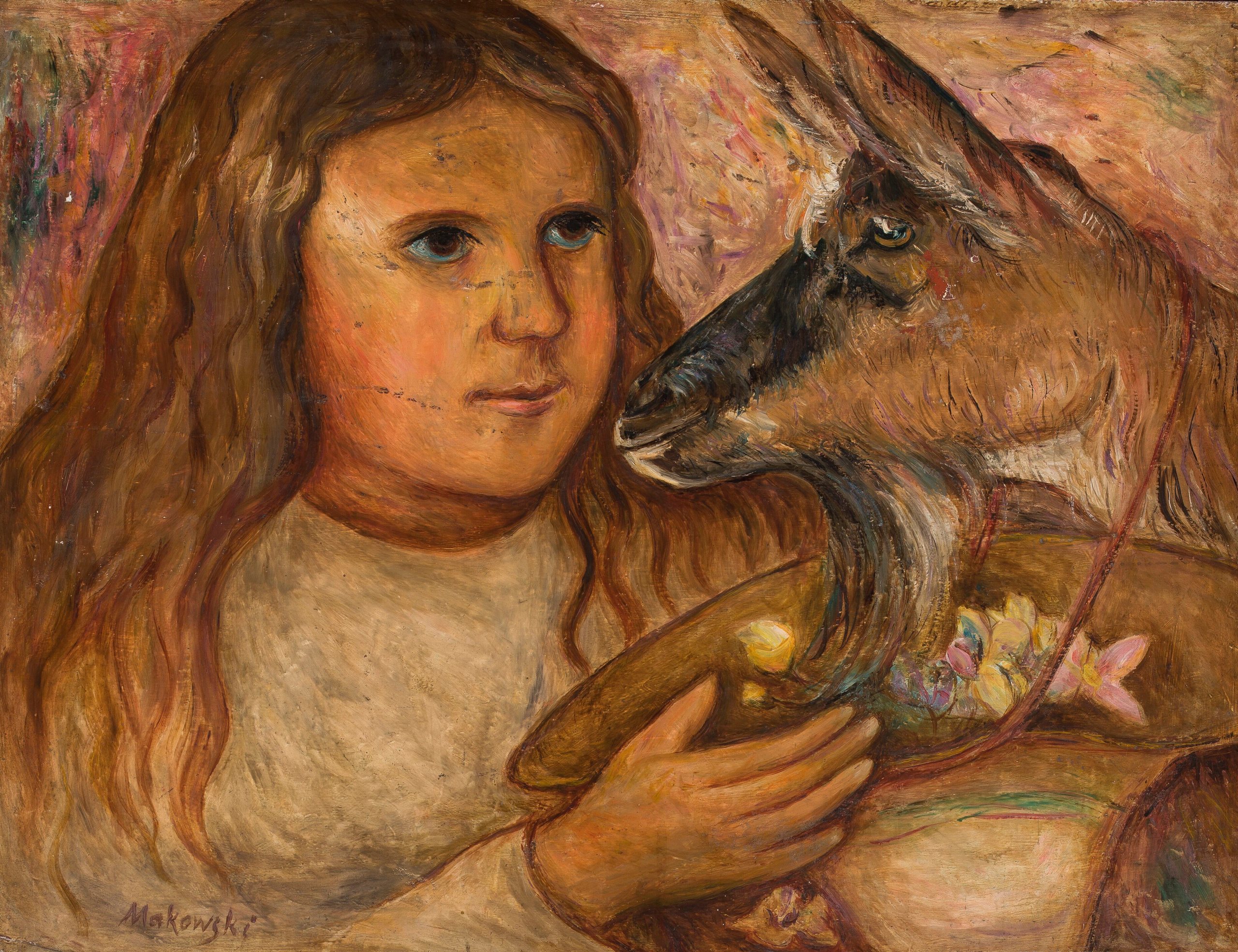 《有山羊的小女孩》（Little girl with a goat）｜塔德乌什·马科夫斯基 Tadeusz Makowski｜1919