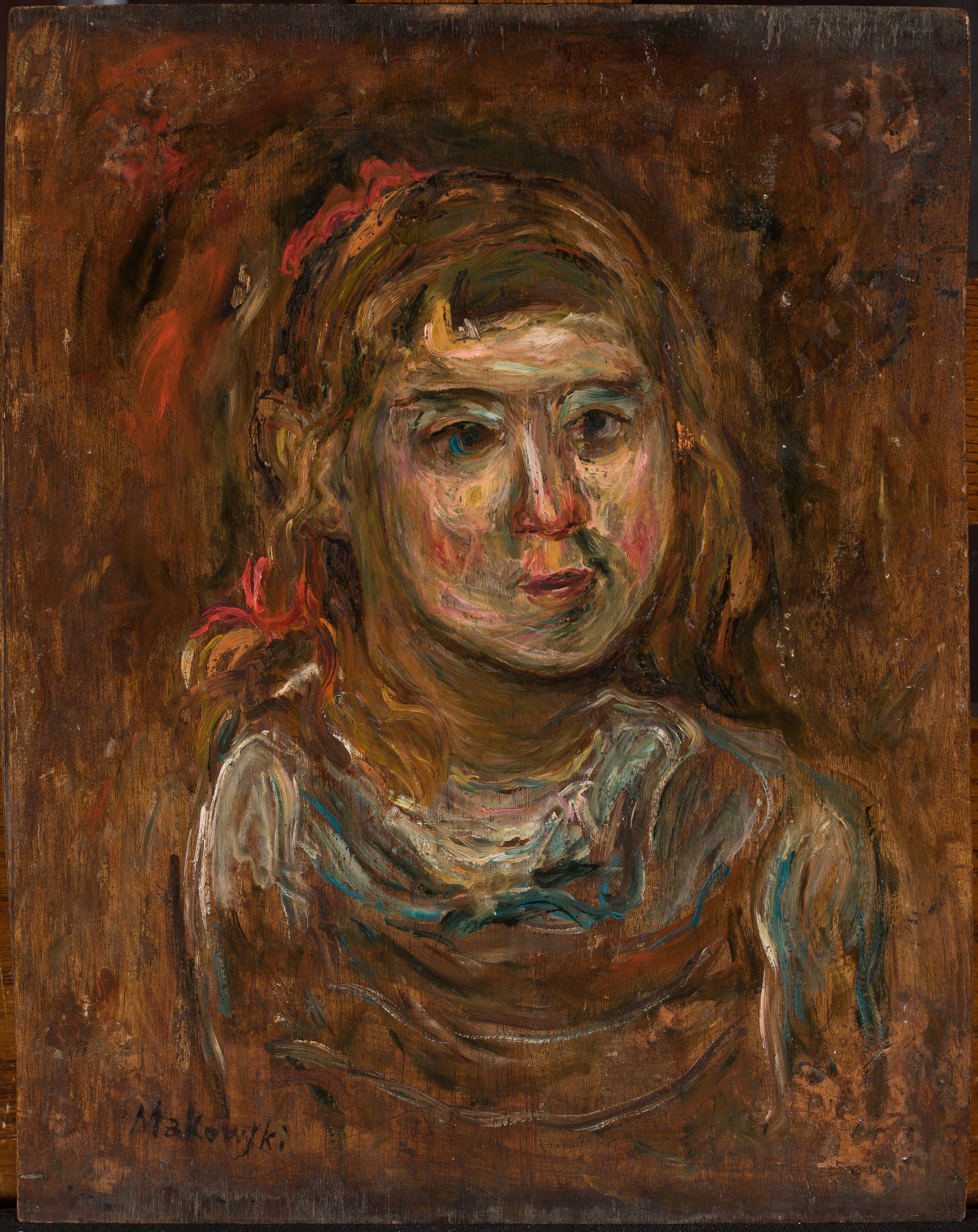 《有红丝带的小女孩》（Little girl with a red ribbon）｜塔德乌什·马科夫斯基 Tadeusz Makowski｜1919