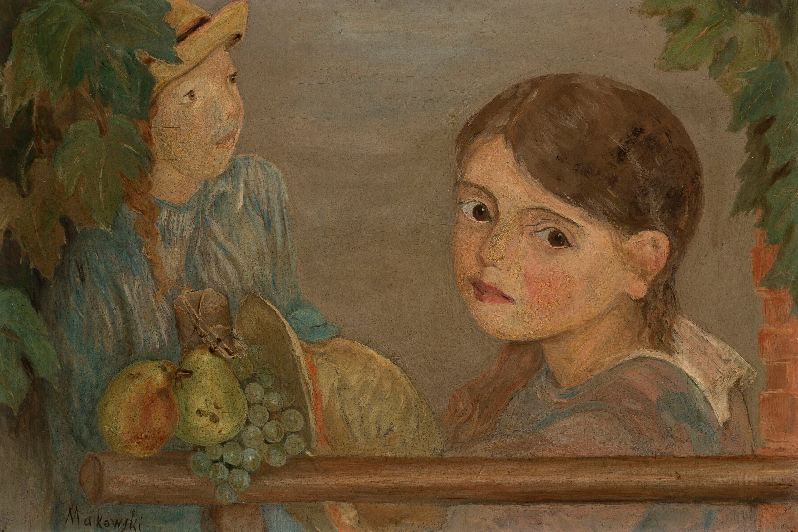 《拿着葡萄的小女孩》（Little girls with grapes）｜塔德乌什·马科夫斯基 Tadeusz Makowski｜1922