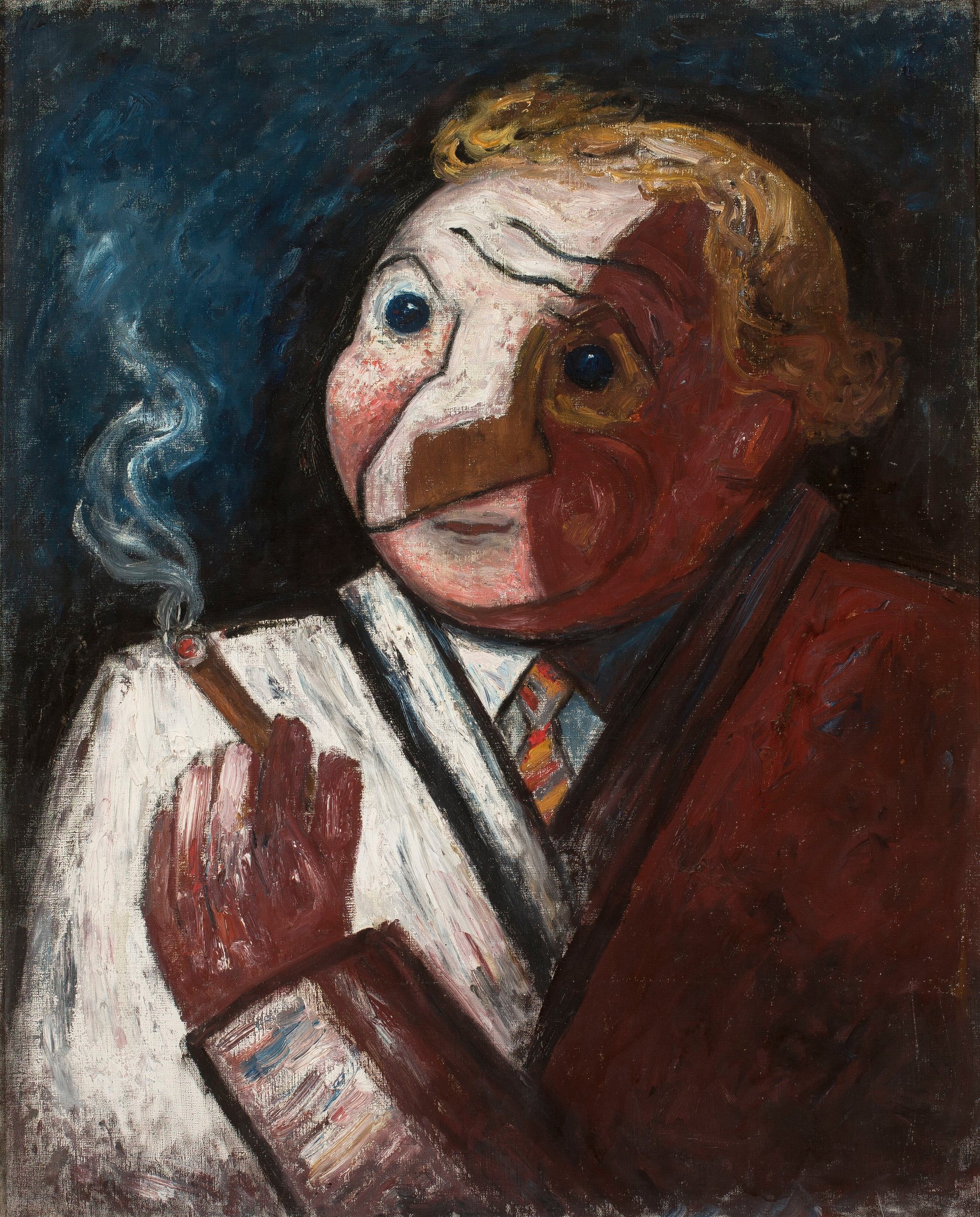 《抽着雪茄的男人（斯蒂芬·曼尼尔）》（Man with a cigar (Stephane Manier)）｜塔德乌什·马科夫斯基 Tadeusz Makowski｜1930
