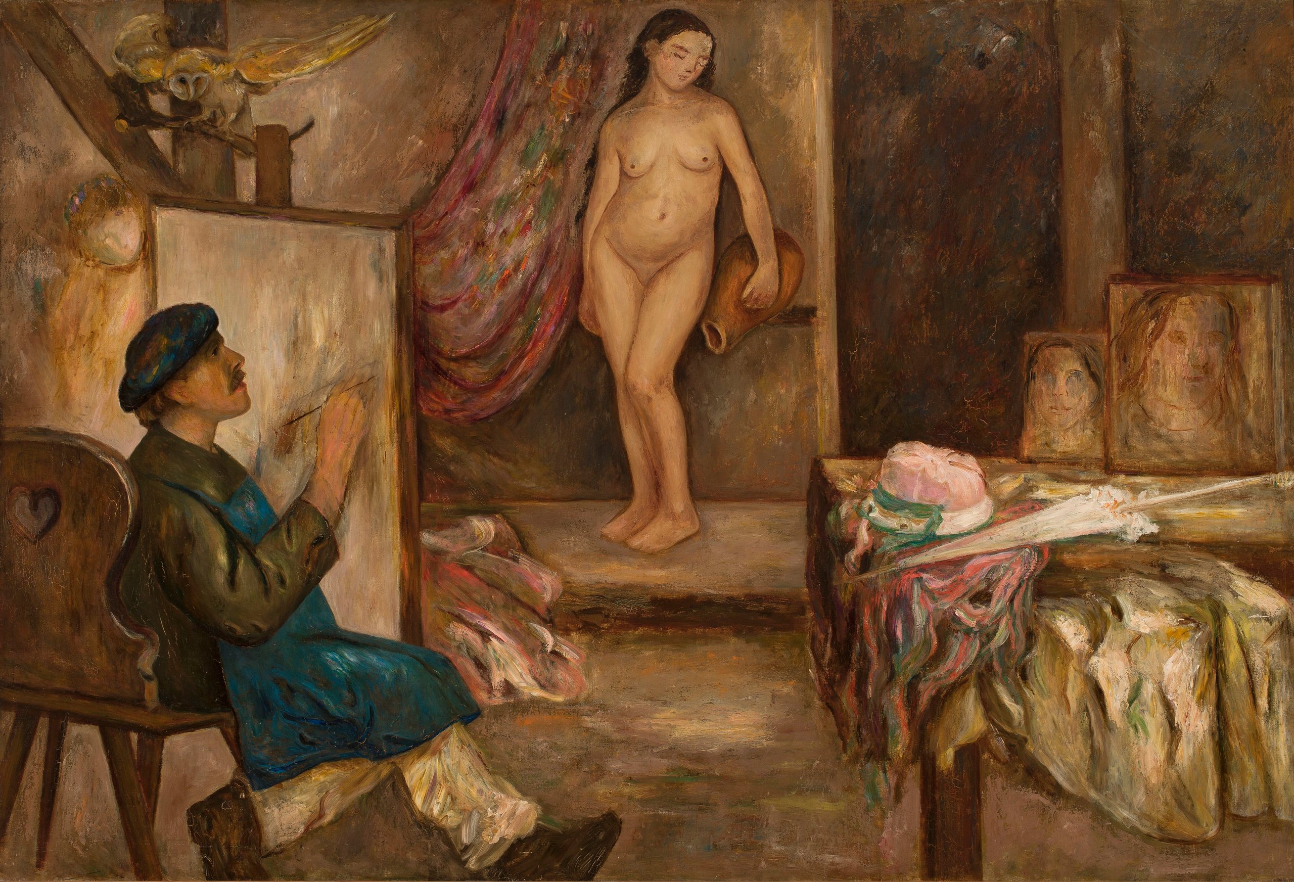 《画家和模特》（Painter and a model）｜塔德乌什·马科夫斯基 Tadeusz Makowski｜1923