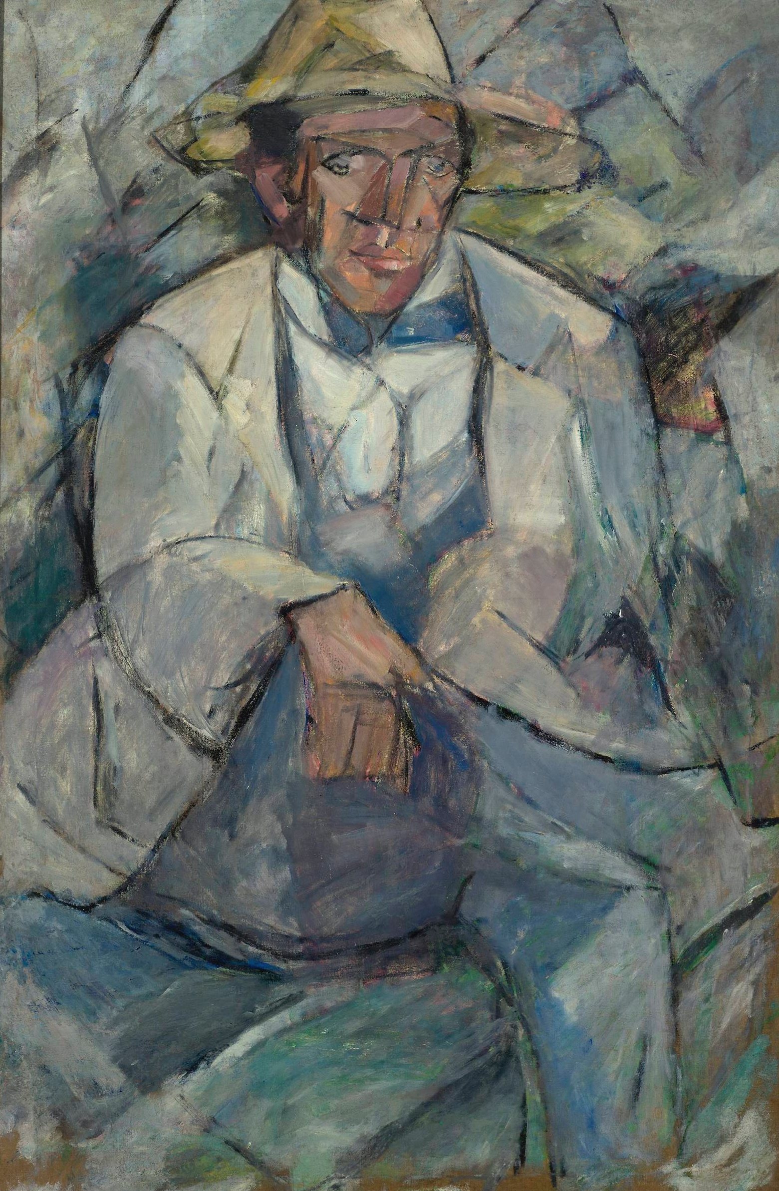 《一个戴着白帽子的男人的肖像》（Portrait of a man in a white hat）｜塔德乌什·马科夫斯基 Tadeusz Makowski｜1913