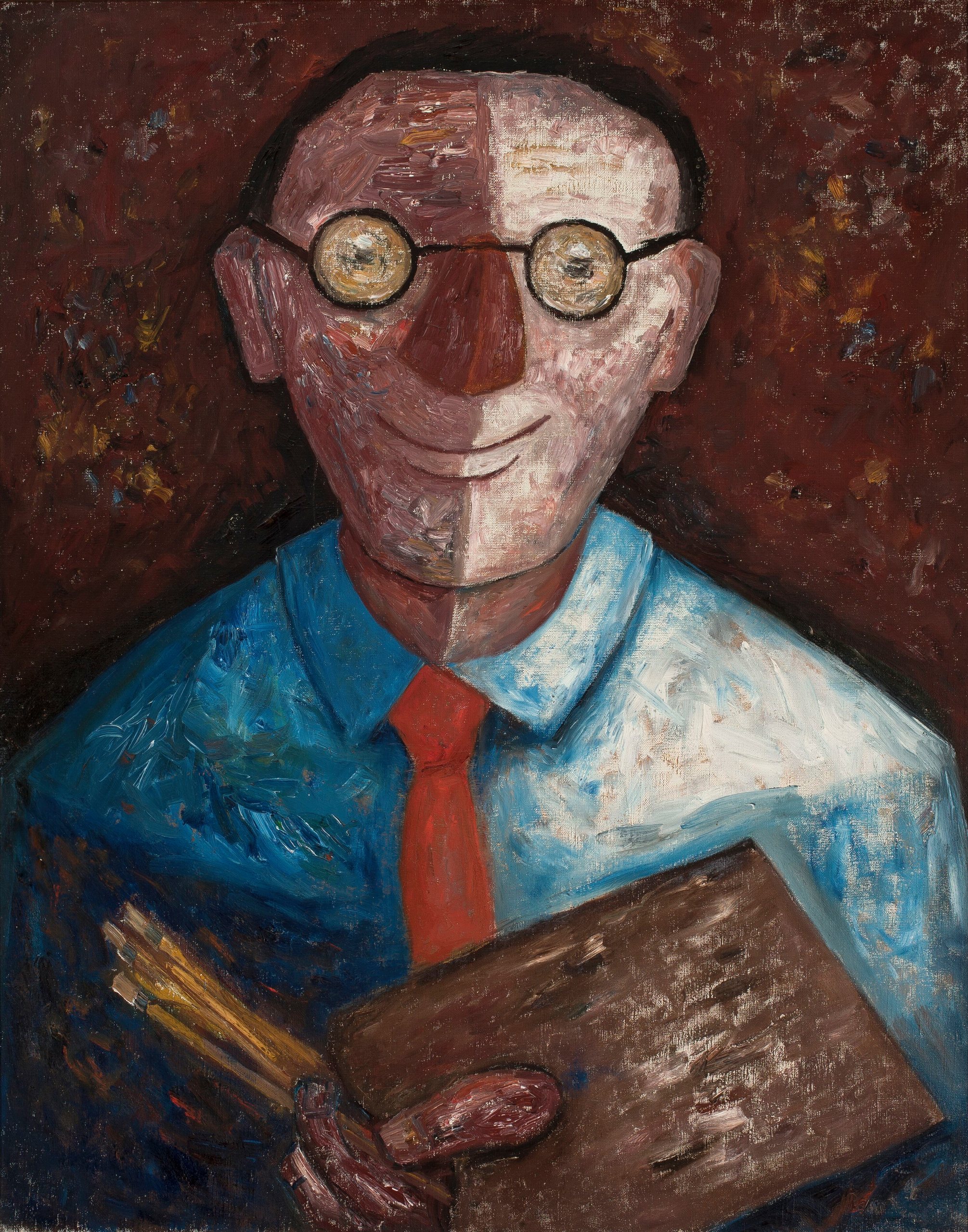 《一个拿着调色板的男人的肖像（雅克·戈特科夫斯基）》（Portrait of a man with a palette (Jacques Gotkowski)）｜塔德乌什·马科夫斯基 Tadeusz Makowski｜1930