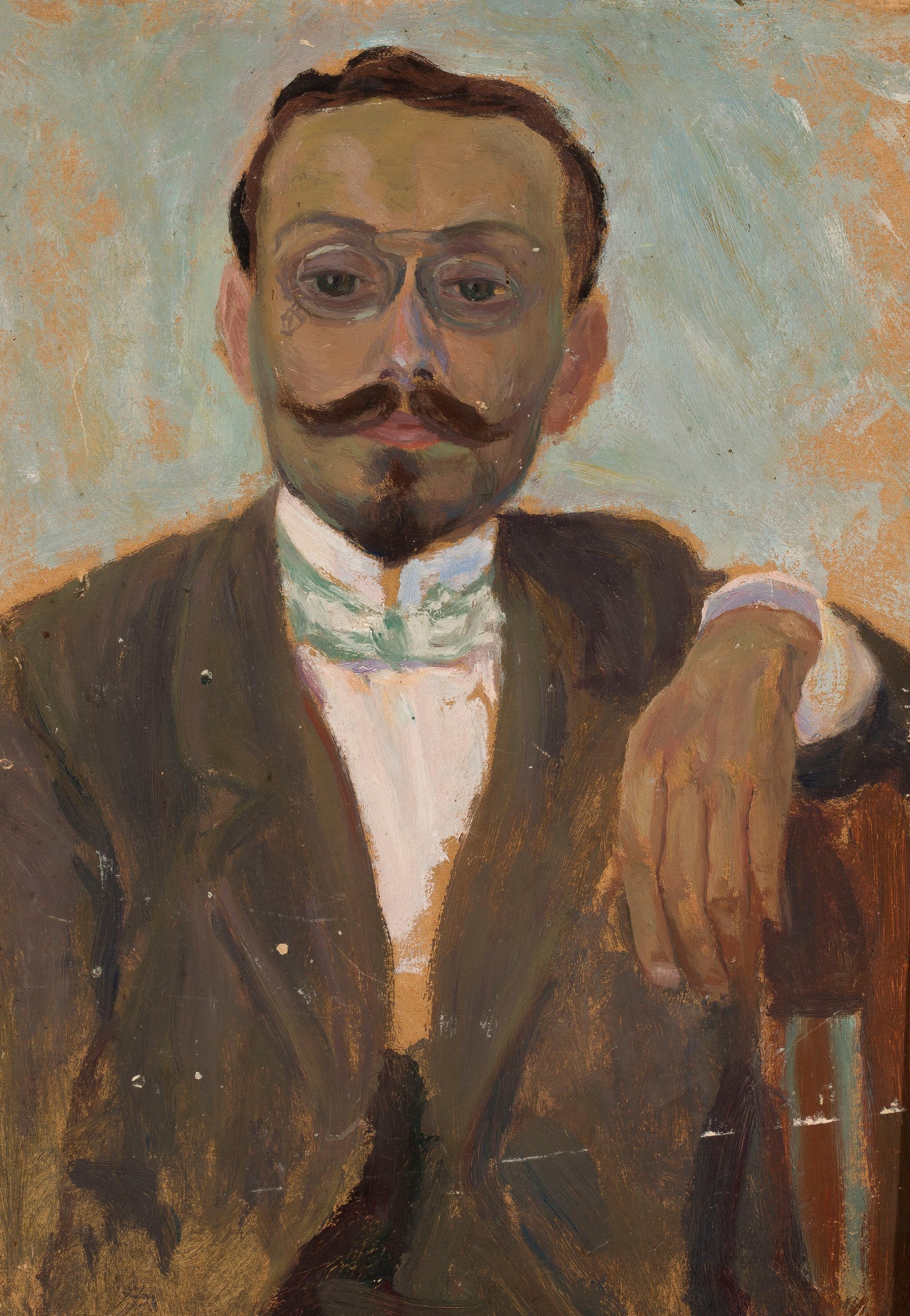 《雕塑家 Bolesław Bałzukiewicz 的肖像》（Portrait of sculptor Bolesław Bałzukiewicz）｜塔德乌什·马科夫斯基 Tadeusz Makowski｜1910