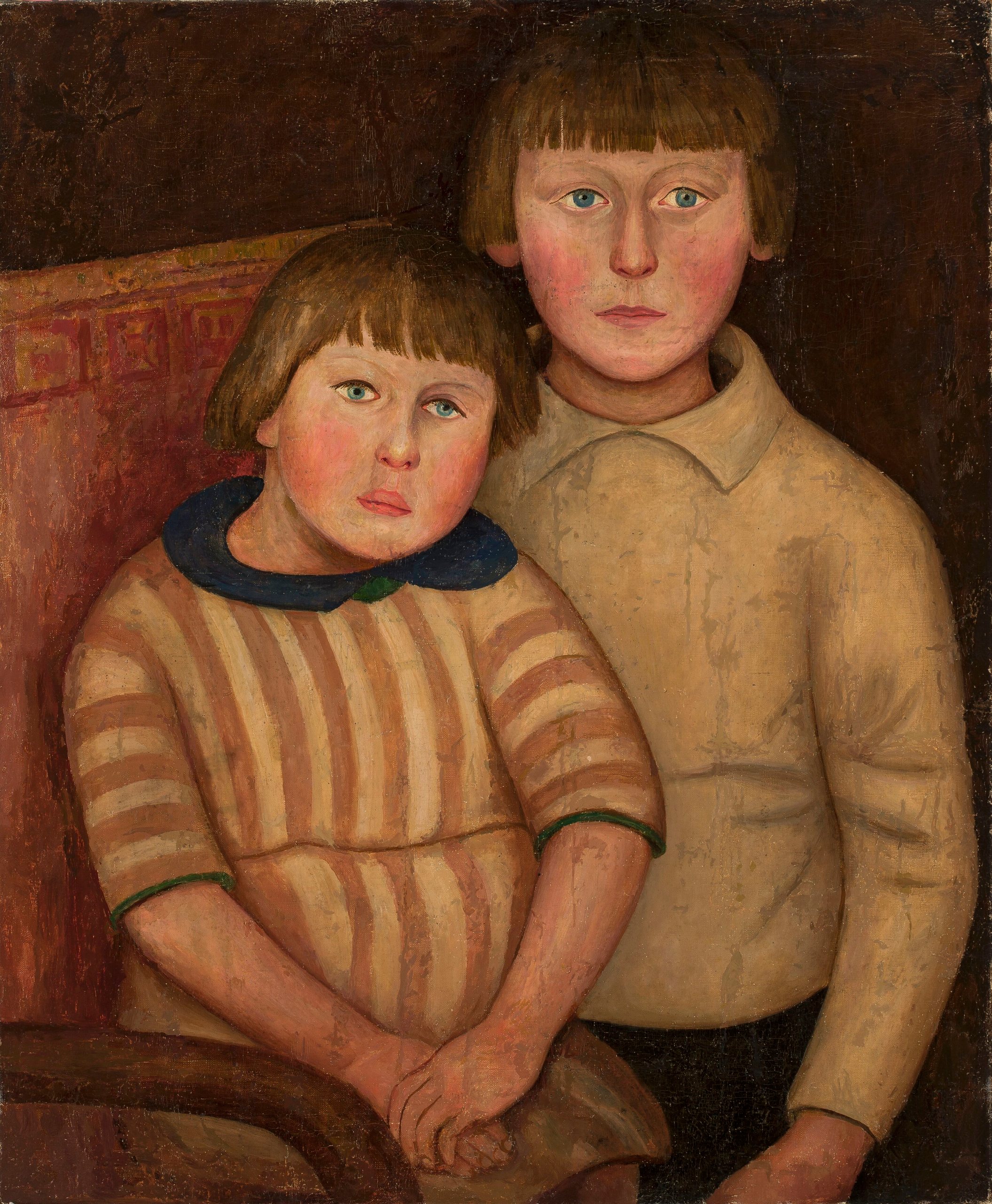 《两个孩子的肖像》（Portrait of two children）｜塔德乌什·马科夫斯基 Tadeusz Makowski｜1918