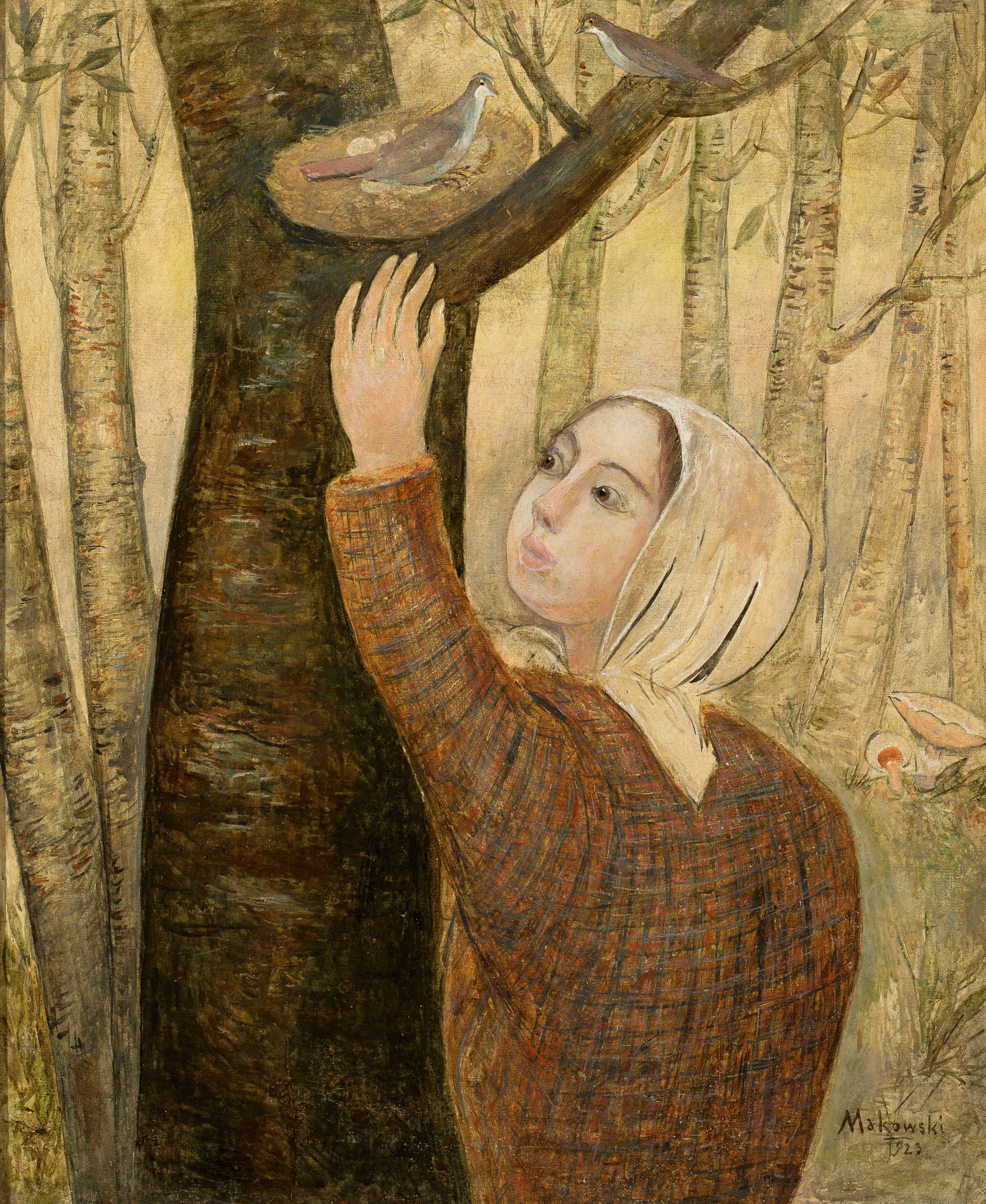 《拿着调色板的自画像》（Self-portrait with a palette）｜塔德乌什·马科夫斯基 Tadeusz Makowski｜1923