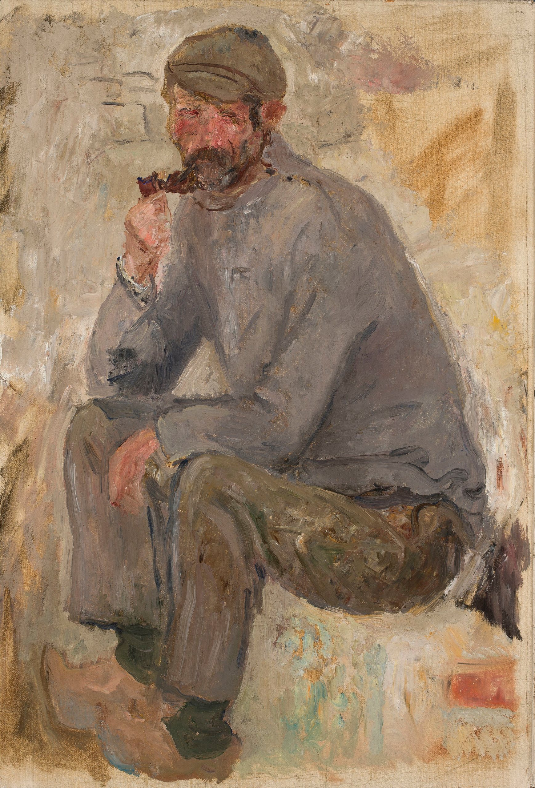《拿着管子坐着的渔夫》（Sitting fisherman with a pipe）｜塔德乌什·马科夫斯基 Tadeusz Makowski｜1924