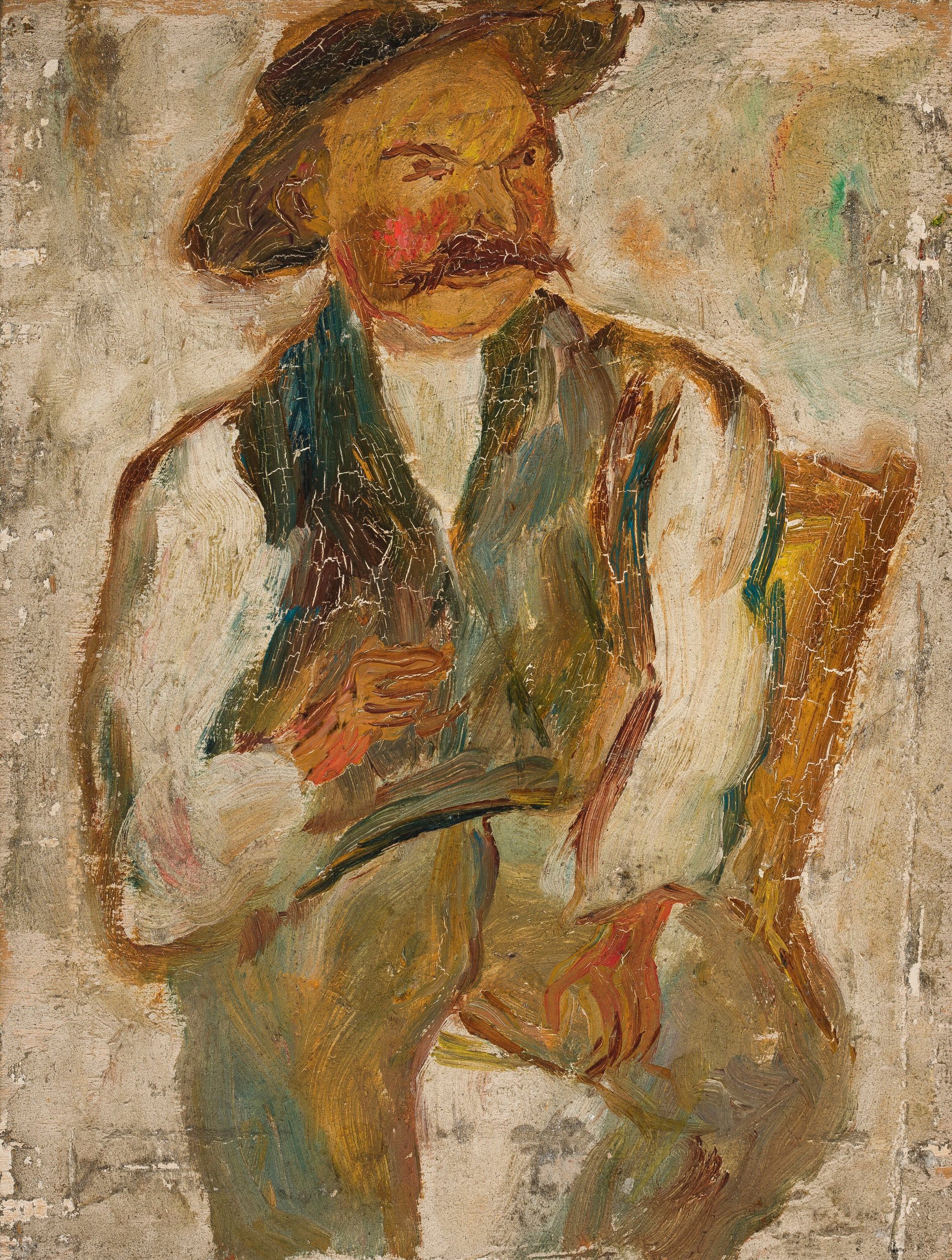 《戴帽子的农民的研究》（Study of a peasant in a hat）｜塔德乌什·马科夫斯基 Tadeusz Makowski｜1920