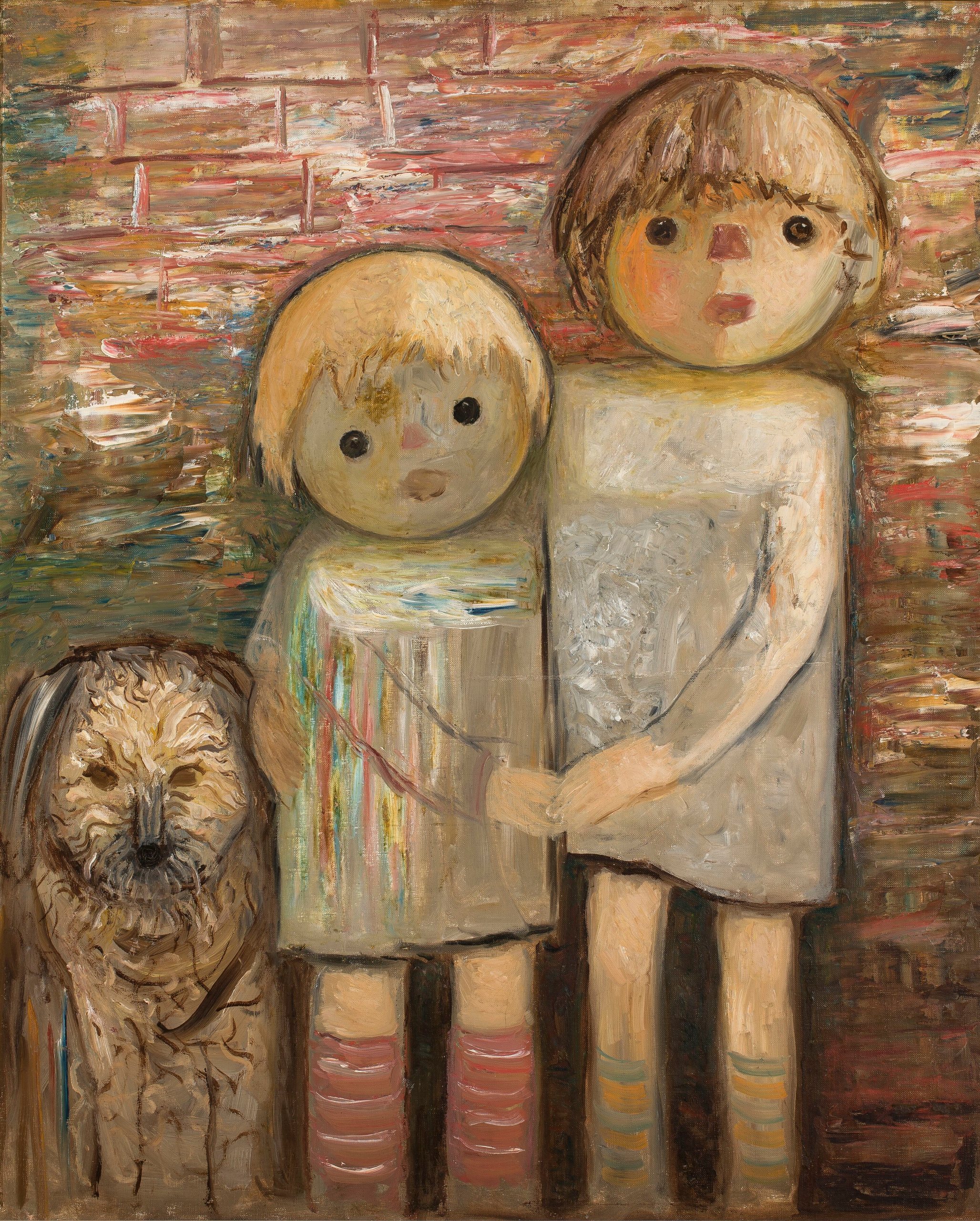 《两个孩子和一只狗》（Two children with a dog）｜塔德乌什·马科夫斯基 Tadeusz Makowski｜1932