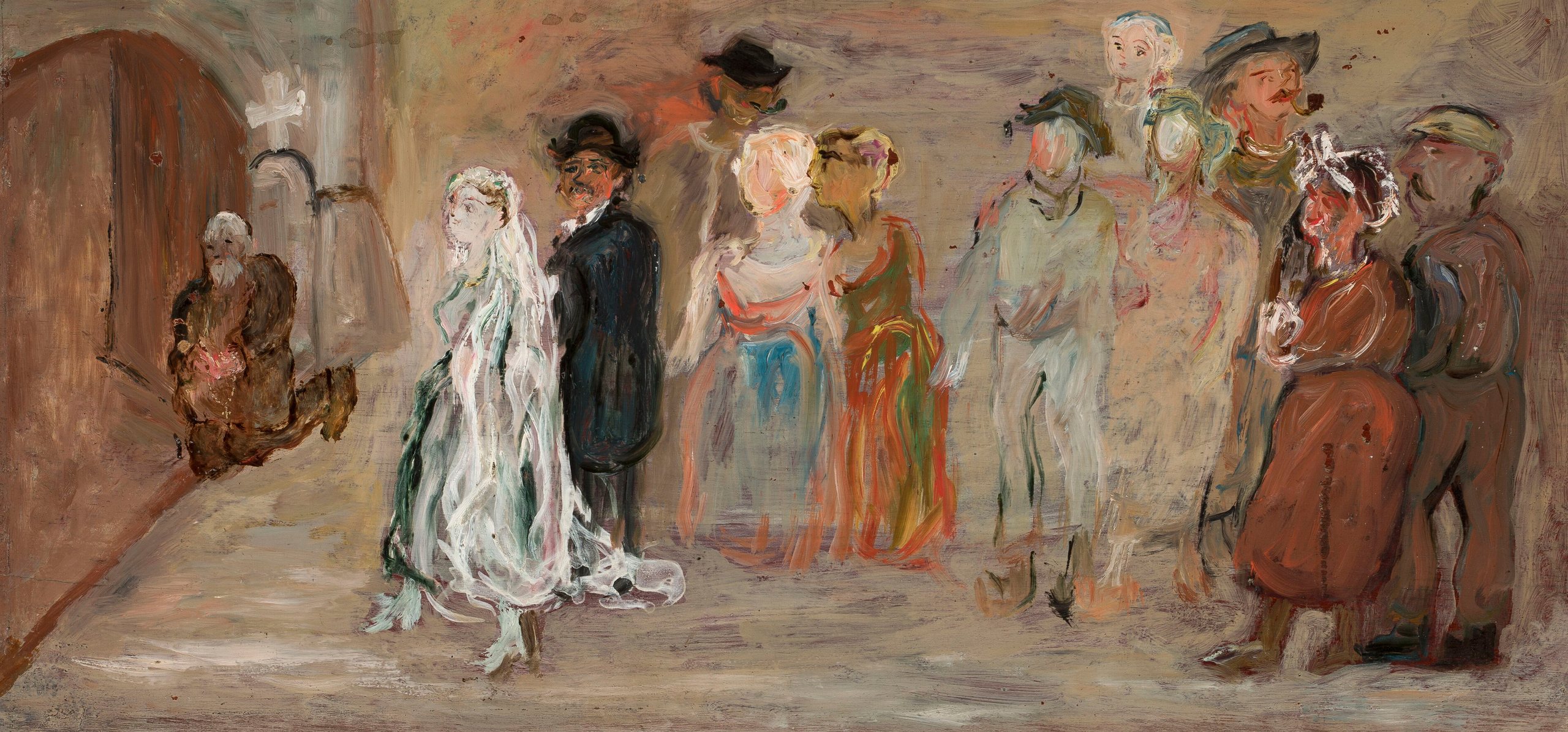 《教堂前的婚礼游行队伍》（Wedding procession in front of a church）｜塔德乌什·马科夫斯基 Tadeusz Makowski｜1921