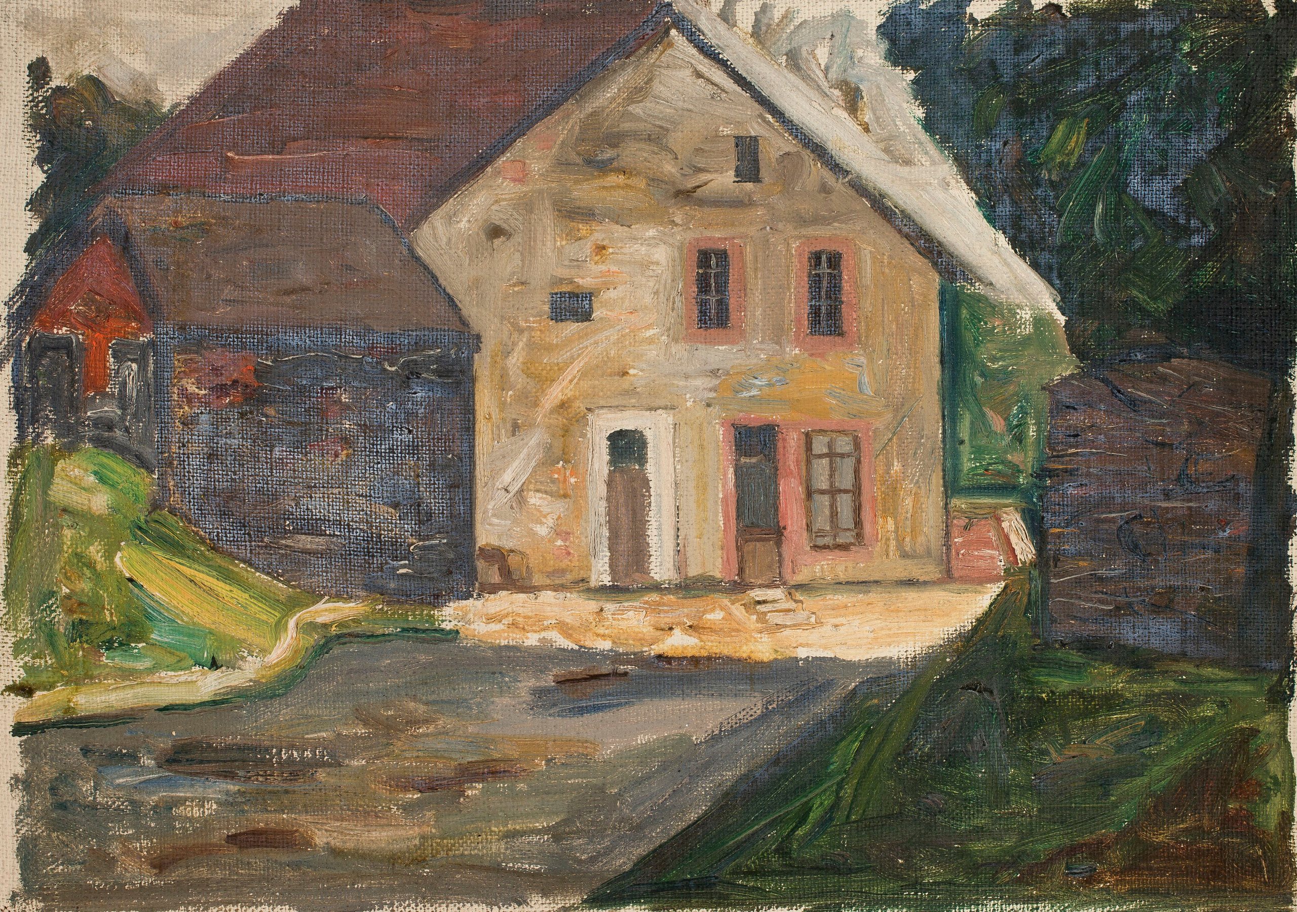 《带附楼的砖房》（Brick house with an annex）｜塔德乌什·马科夫斯基 Tadeusz Makowski｜1924