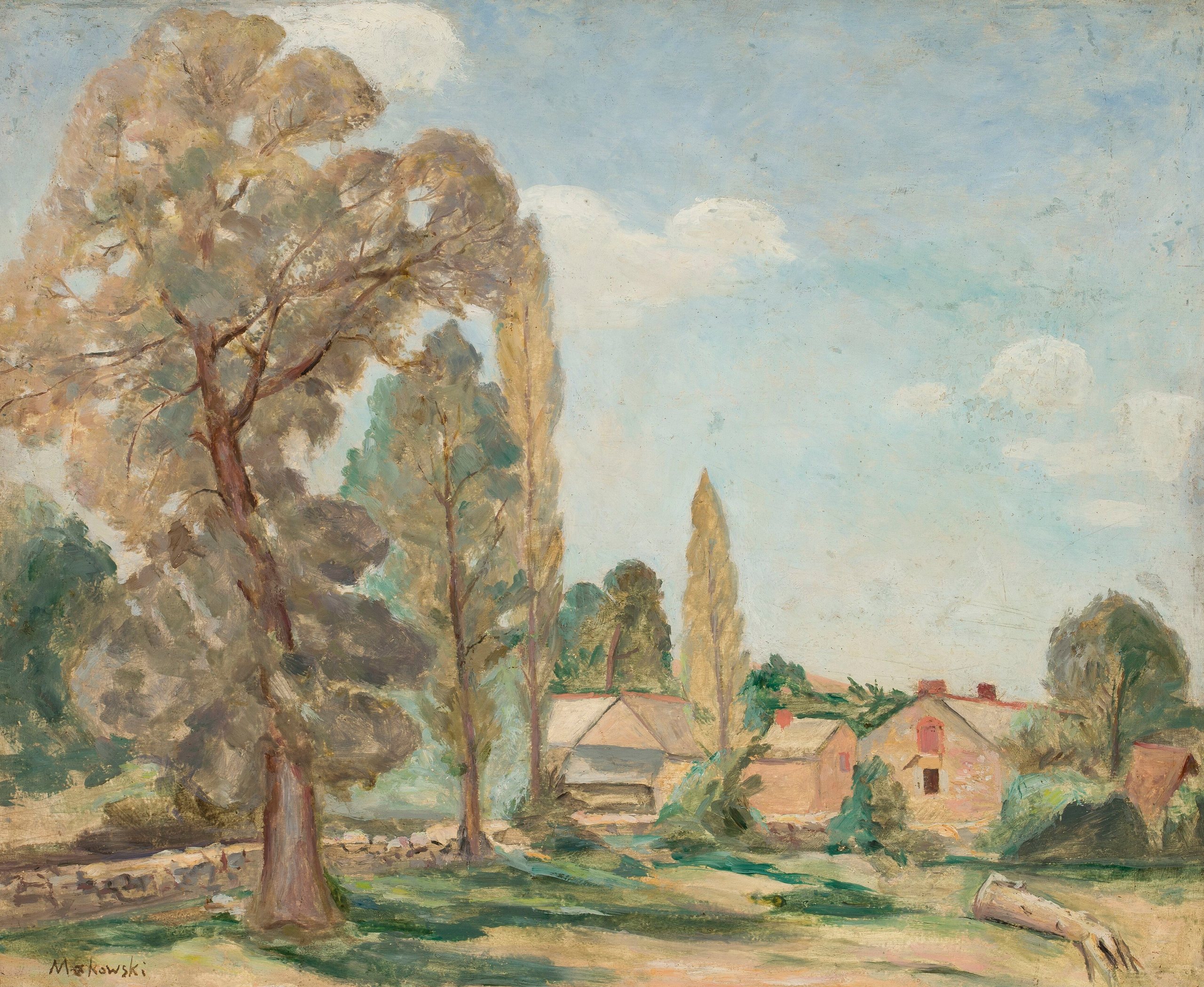《有树木的乡村景观》（Rural landscape with trees）｜塔德乌什·马科夫斯基 Tadeusz Makowski｜1921