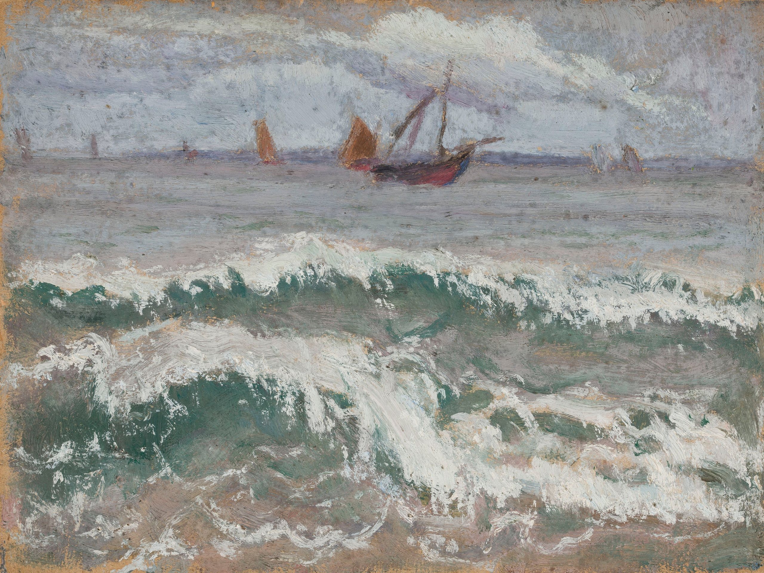 《有小船的波涛汹涌的大海》（Stormy sea with boats）｜塔德乌什·马科夫斯基 Tadeusz Makowski｜1914