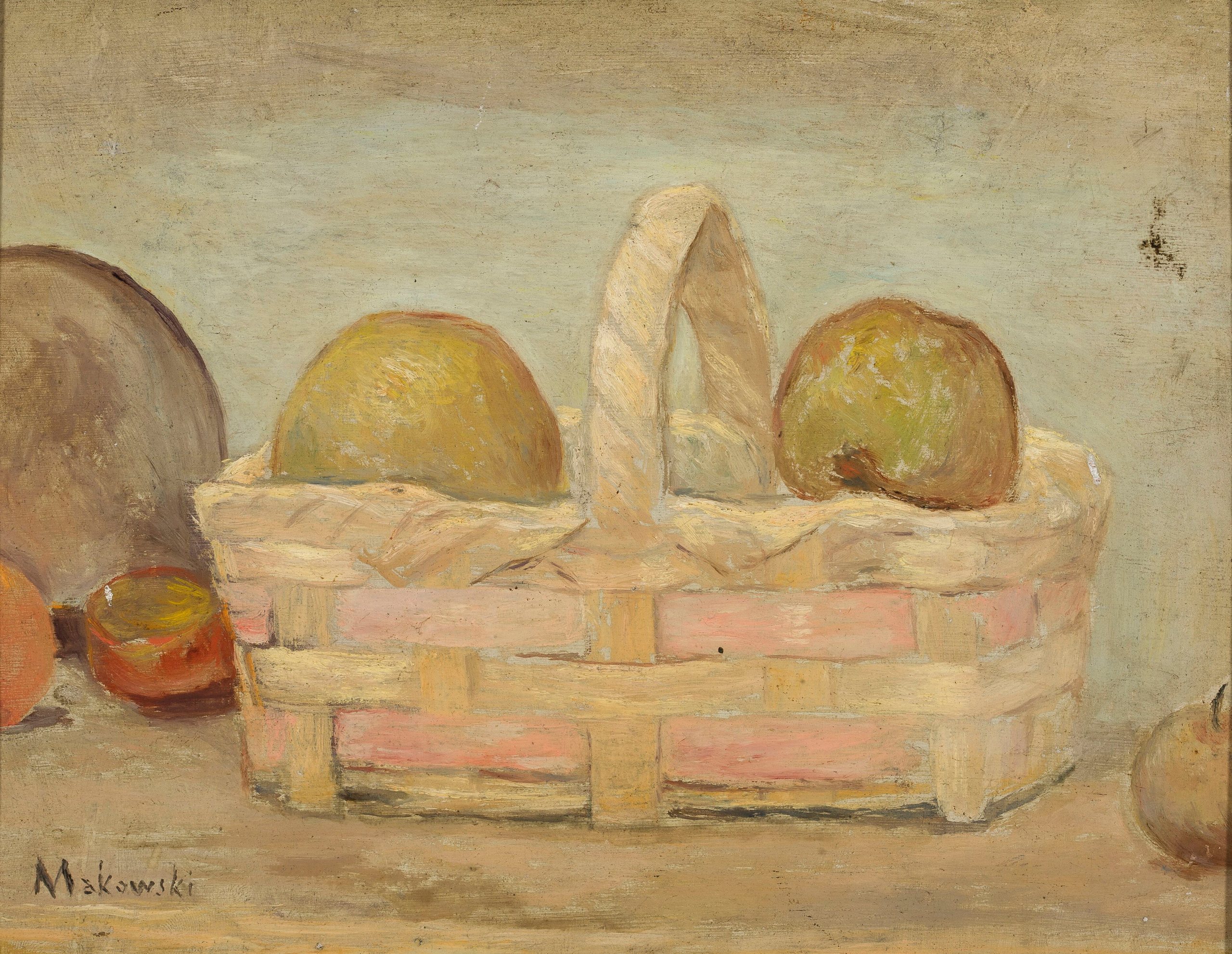 《苹果在篮子里》（Apples in a basket）｜塔德乌什·马科夫斯基 Tadeusz Makowski｜1920