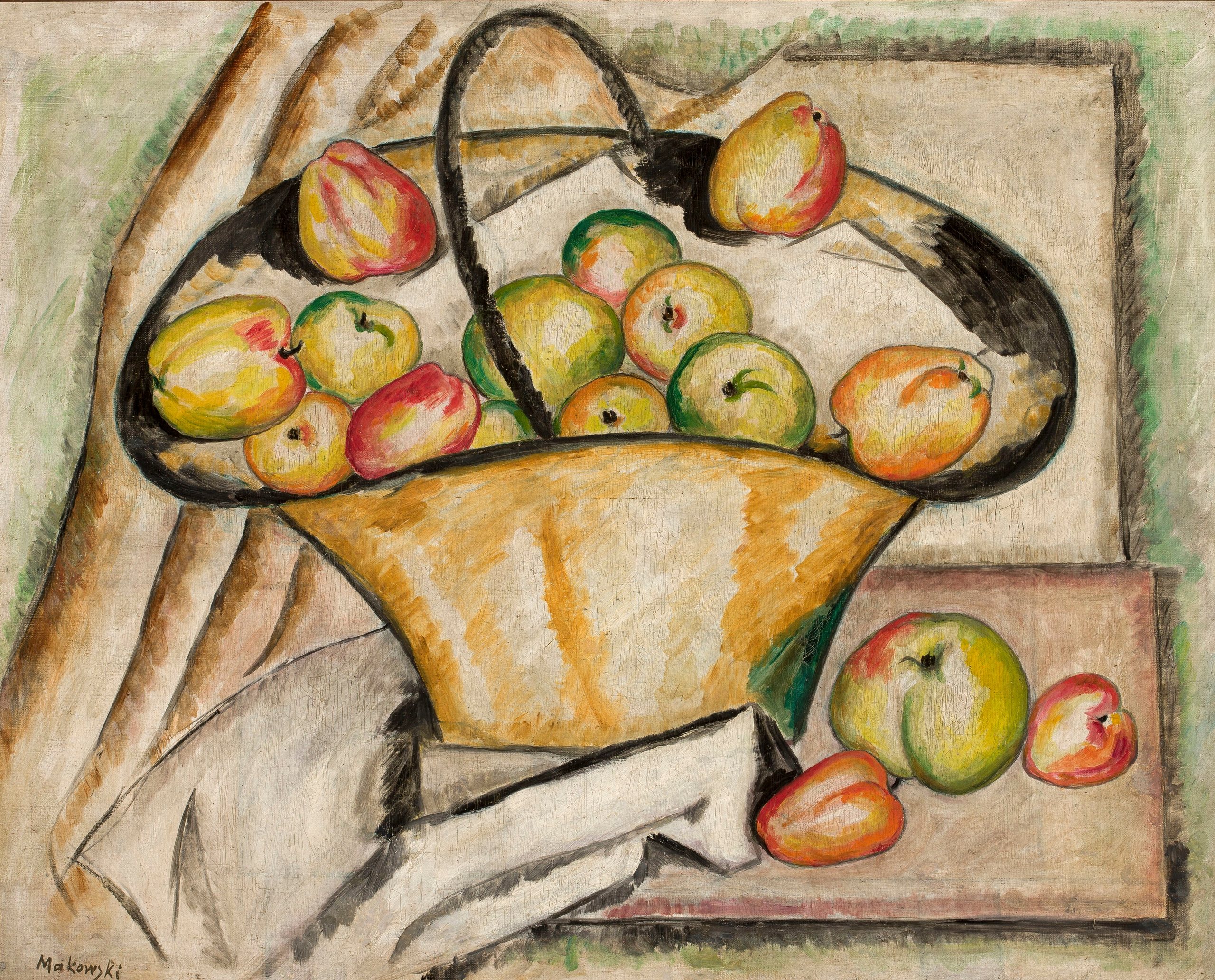 《篮子里的苹果》（Basket with apples）｜塔德乌什·马科夫斯基 Tadeusz Makowski｜1918
