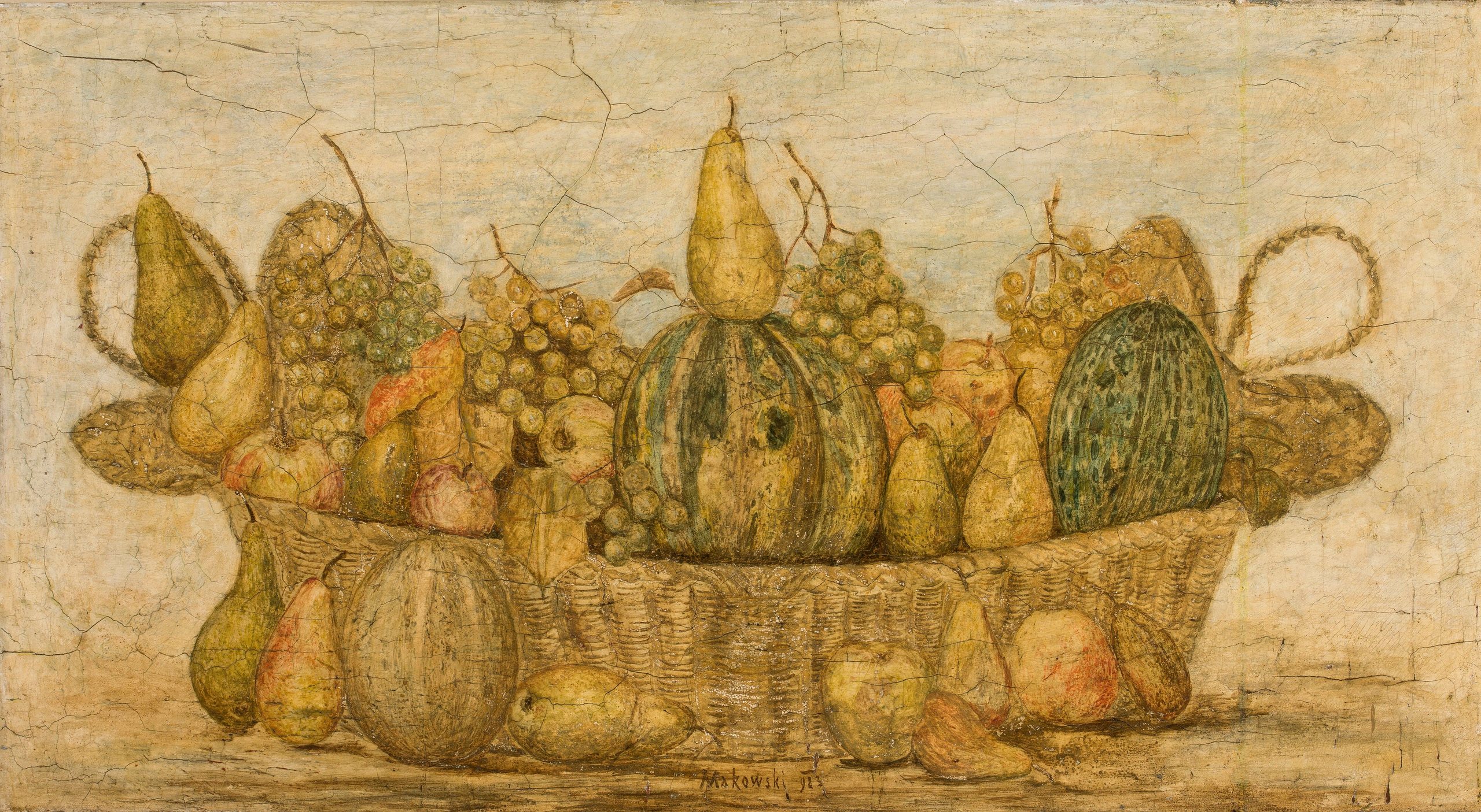 《装有水果的篮子》（Basket with fruit）｜塔德乌什·马科夫斯基 Tadeusz Makowski｜1923