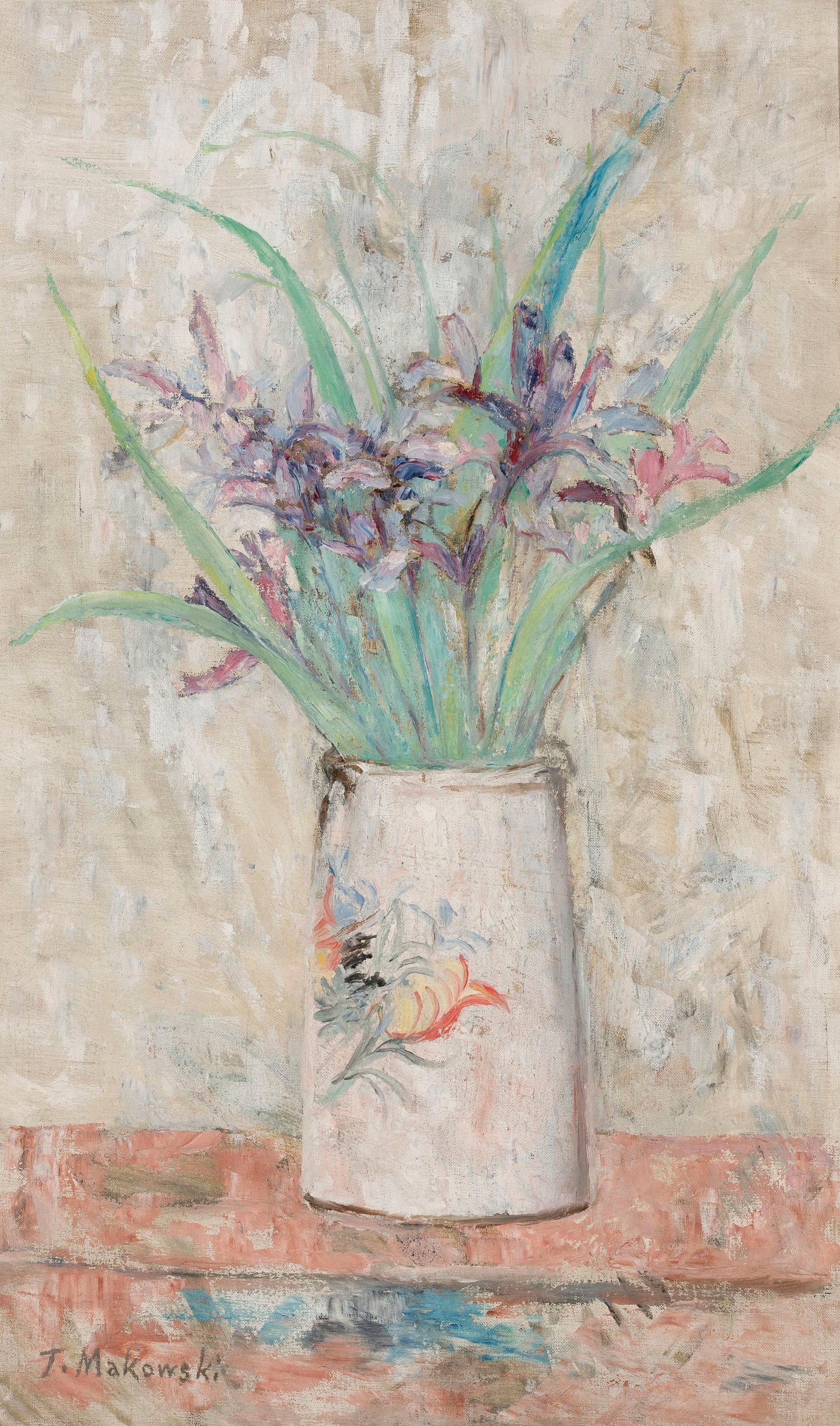 《白色花瓶中的鸢尾花》（Irises in a white flower-vase）｜塔德乌什·马科夫斯基 Tadeusz Makowski｜1920