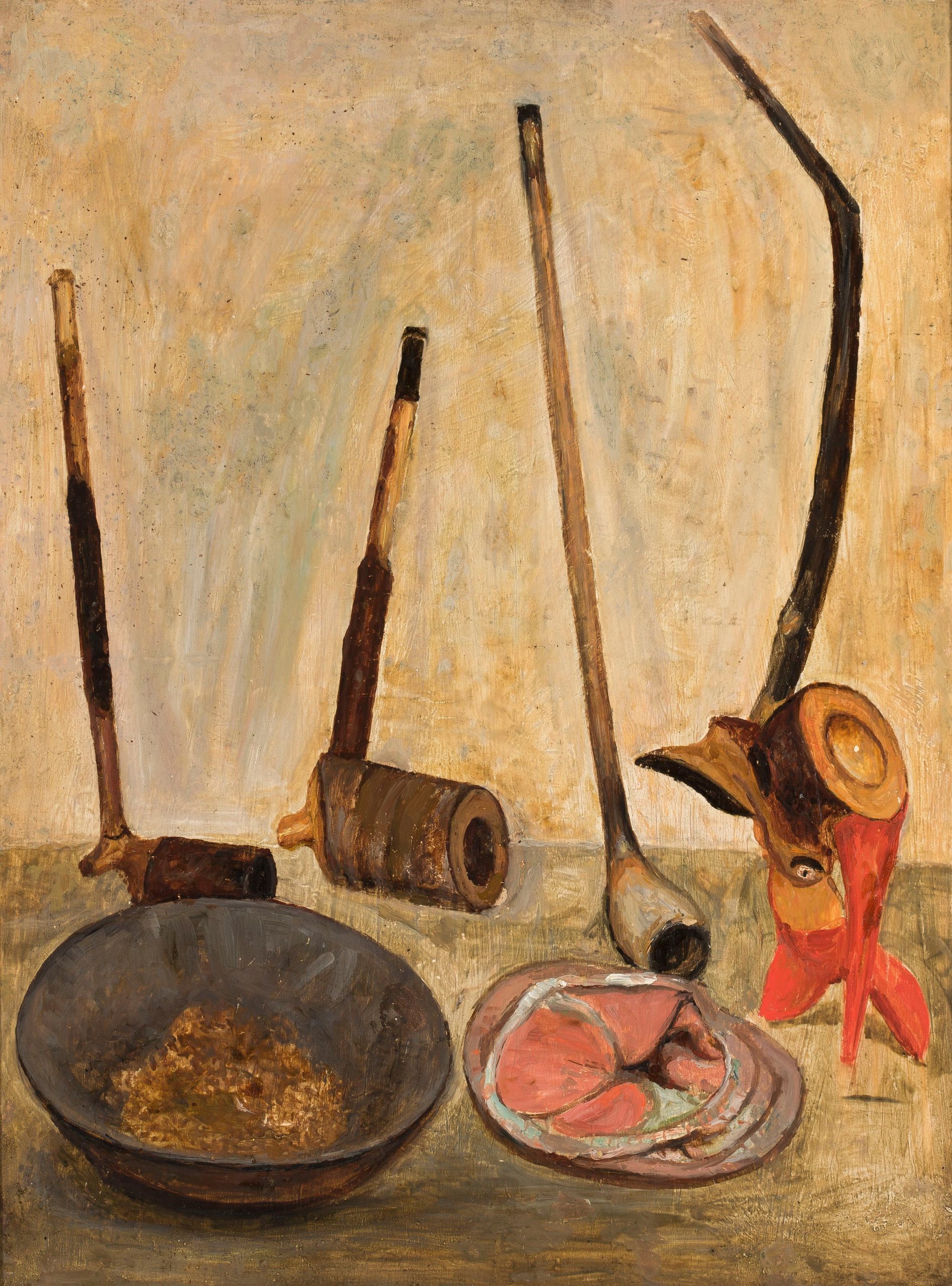 《有管子的静物》（Still life with pipes）｜塔德乌什·马科夫斯基 Tadeusz Makowski｜1930