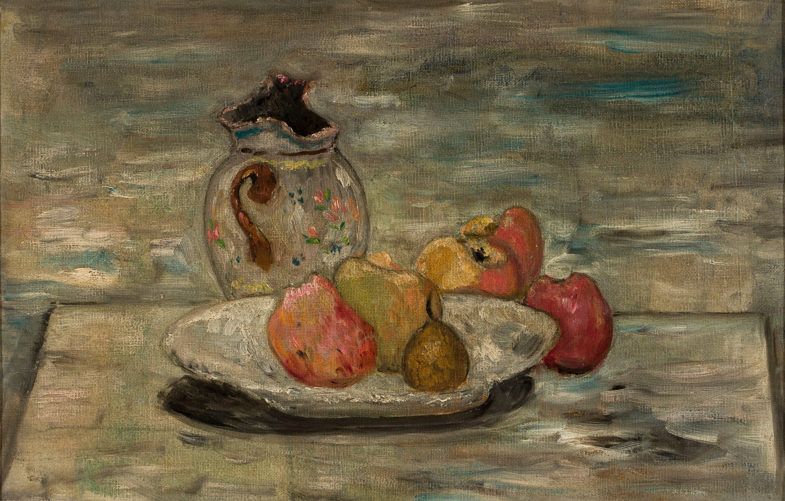 《静物与被敲打的水罐》（Still life with a beaten jug）｜塔德乌什·马科夫斯基 Tadeusz Makowski｜1925