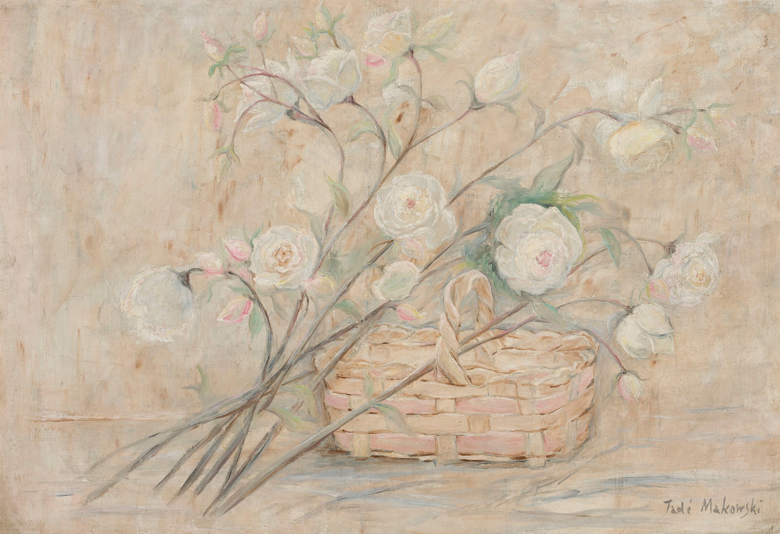 《提着篮子的玫瑰》（Rose with a basket）｜塔德乌什·马科夫斯基 Tadeusz Makowski｜1922