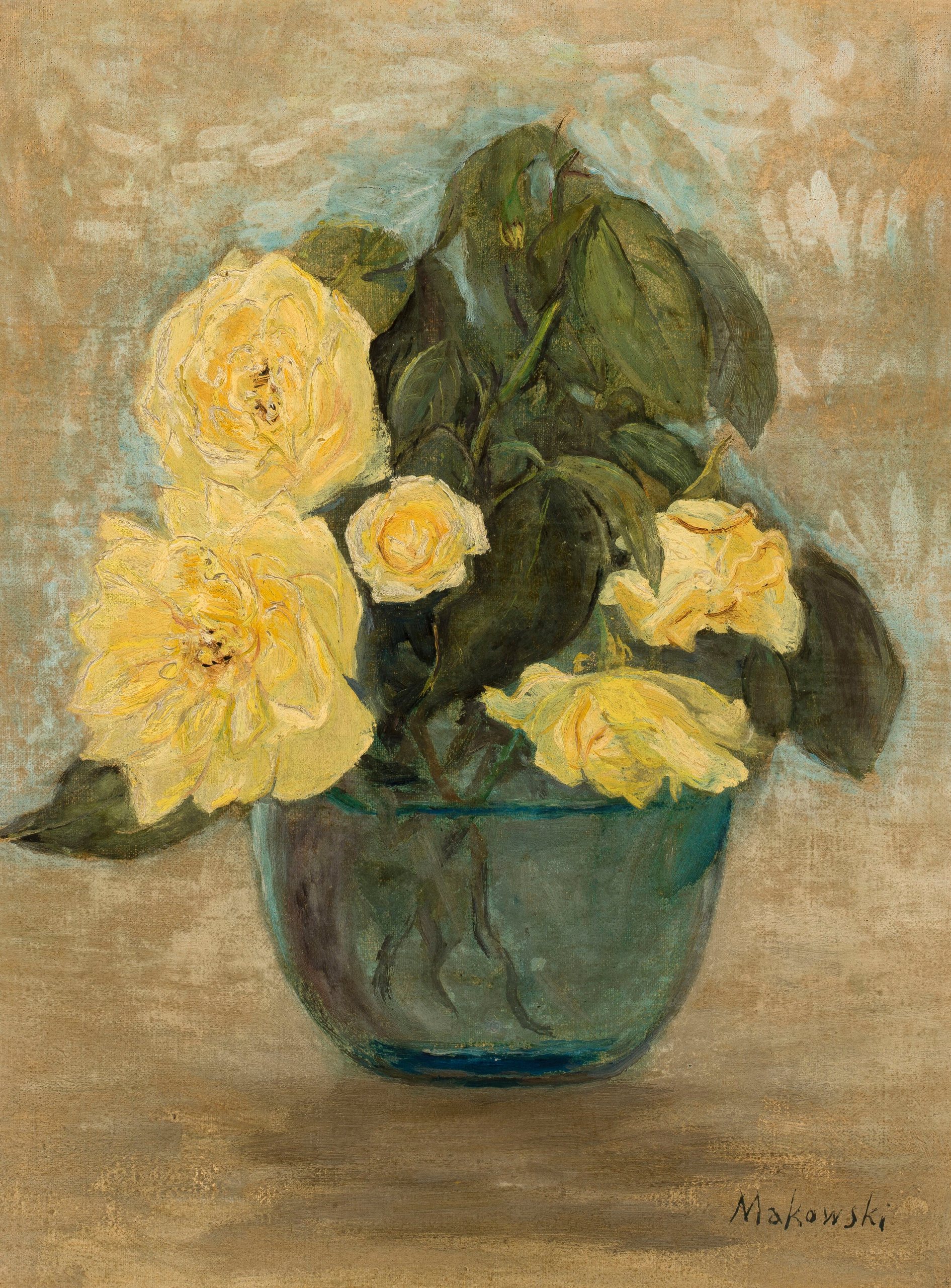 《黄玫瑰》（Yellow roses）｜塔德乌什·马科夫斯基 Tadeusz Makowski｜1923
