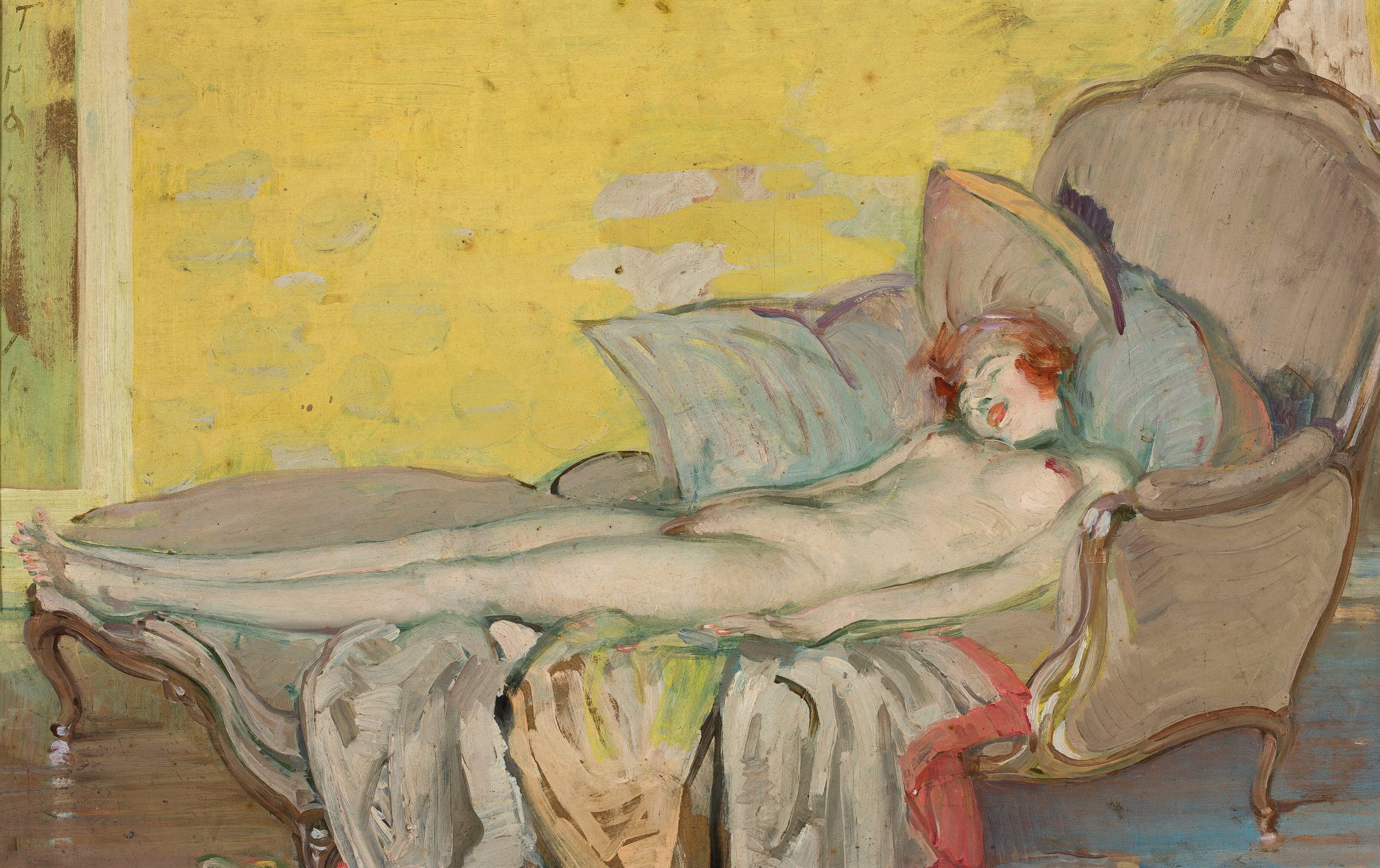 《一个女孩在沙发上的裸体》（Nude of a girl on the couch）｜塔德乌什·马科夫斯基 Tadeusz Makowski｜约 1920
