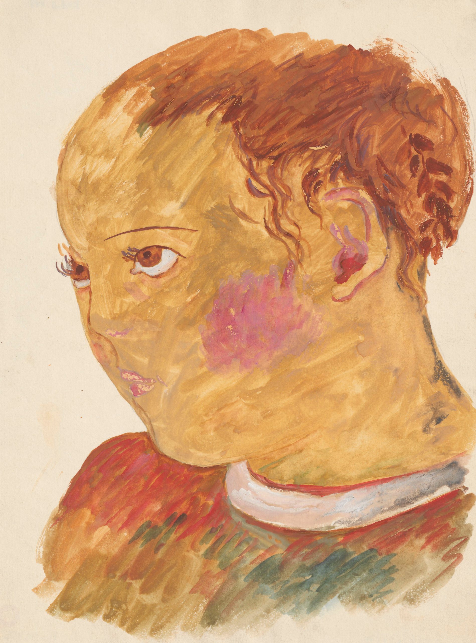 《一个女孩的头。》（A girl's head.）｜塔德乌什·马科夫斯基 Tadeusz Makowski｜1920