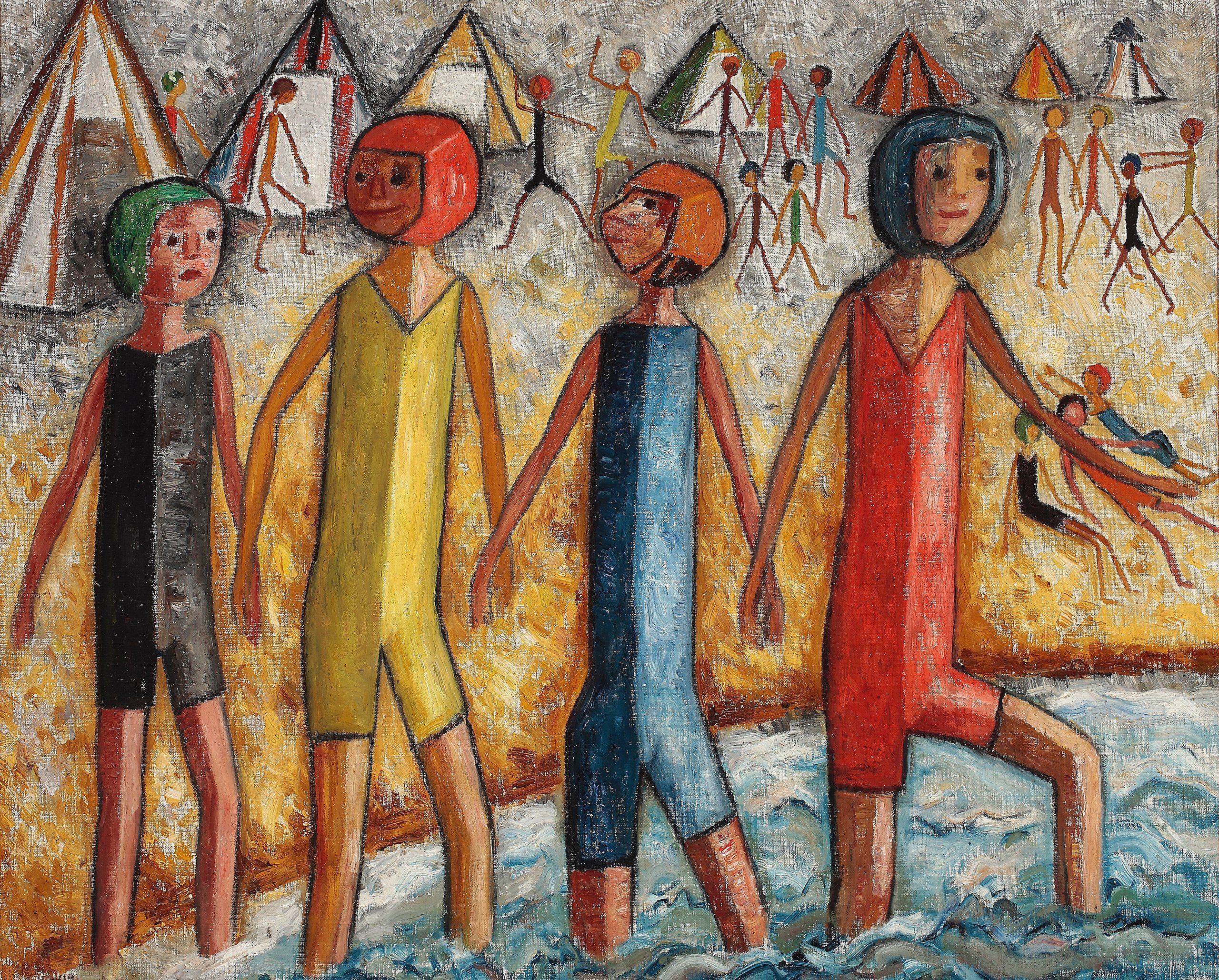 《在海滩上》（On a beach）｜塔德乌什·马科夫斯基 Tadeusz Makowski｜1930