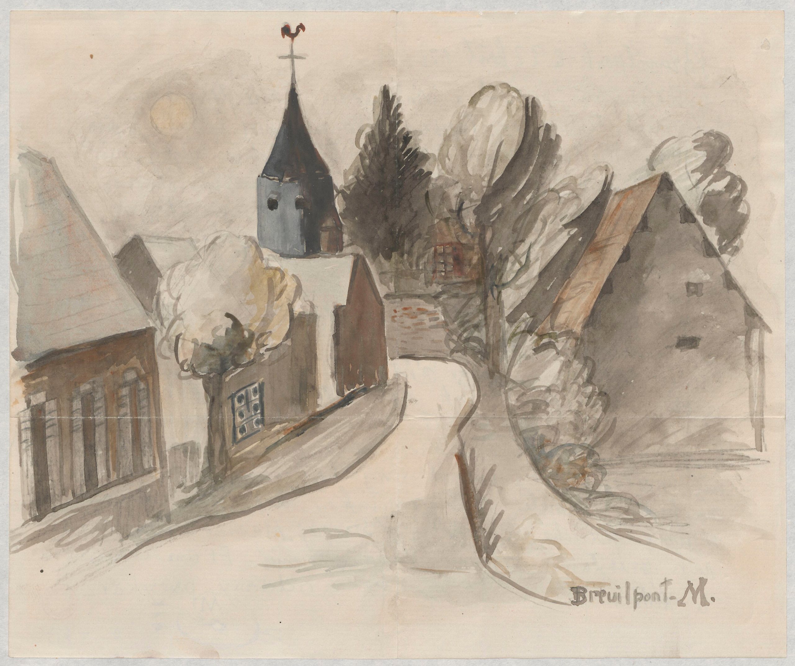 《有塔的村庄的视图》（View of the village with a tower）｜塔德乌什·马科夫斯基 Tadeusz Makowski｜1926