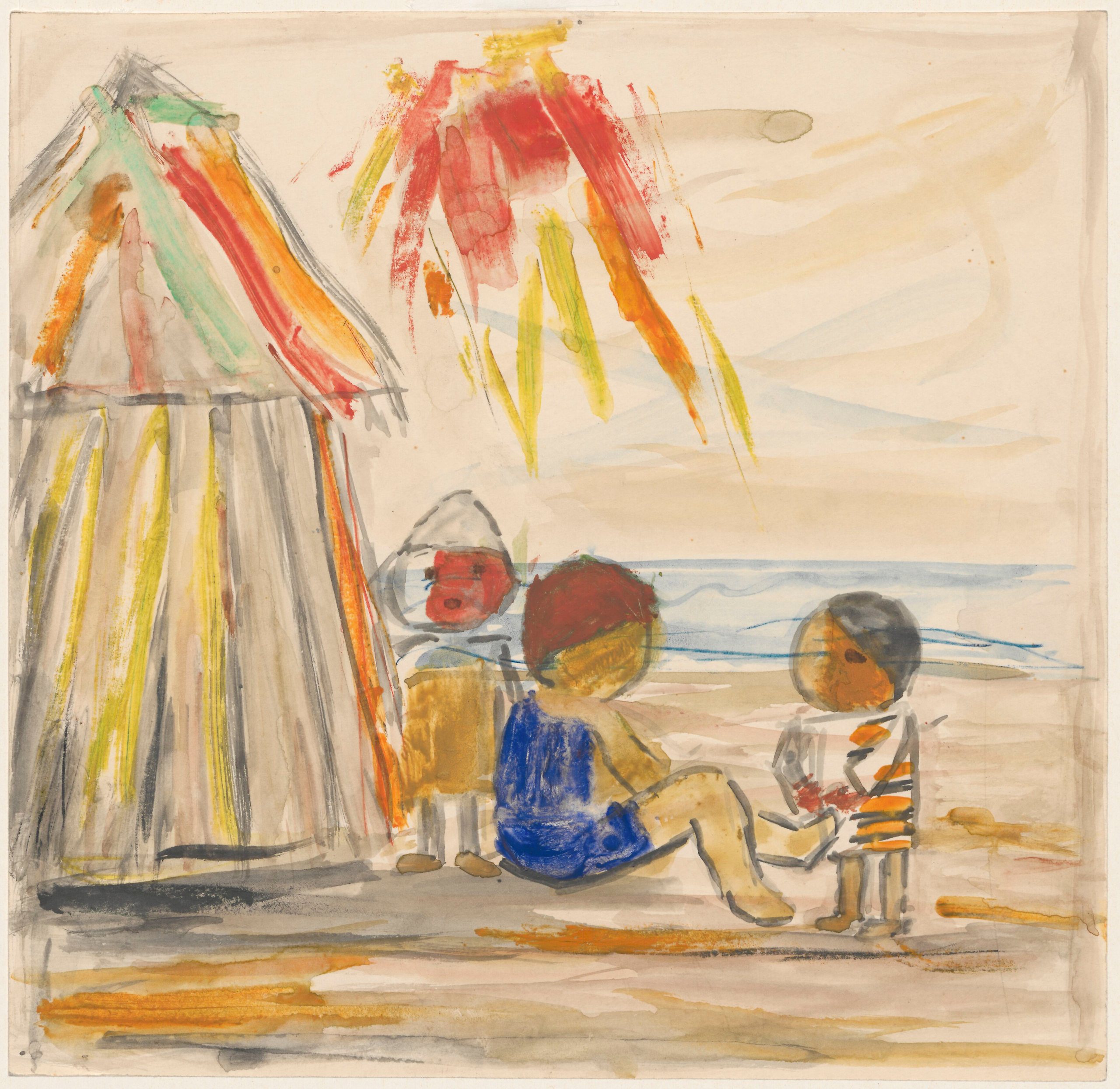 《海滩上的孩子们》（Children on the beach）｜塔德乌什·马科夫斯基 Tadeusz Makowski｜1932