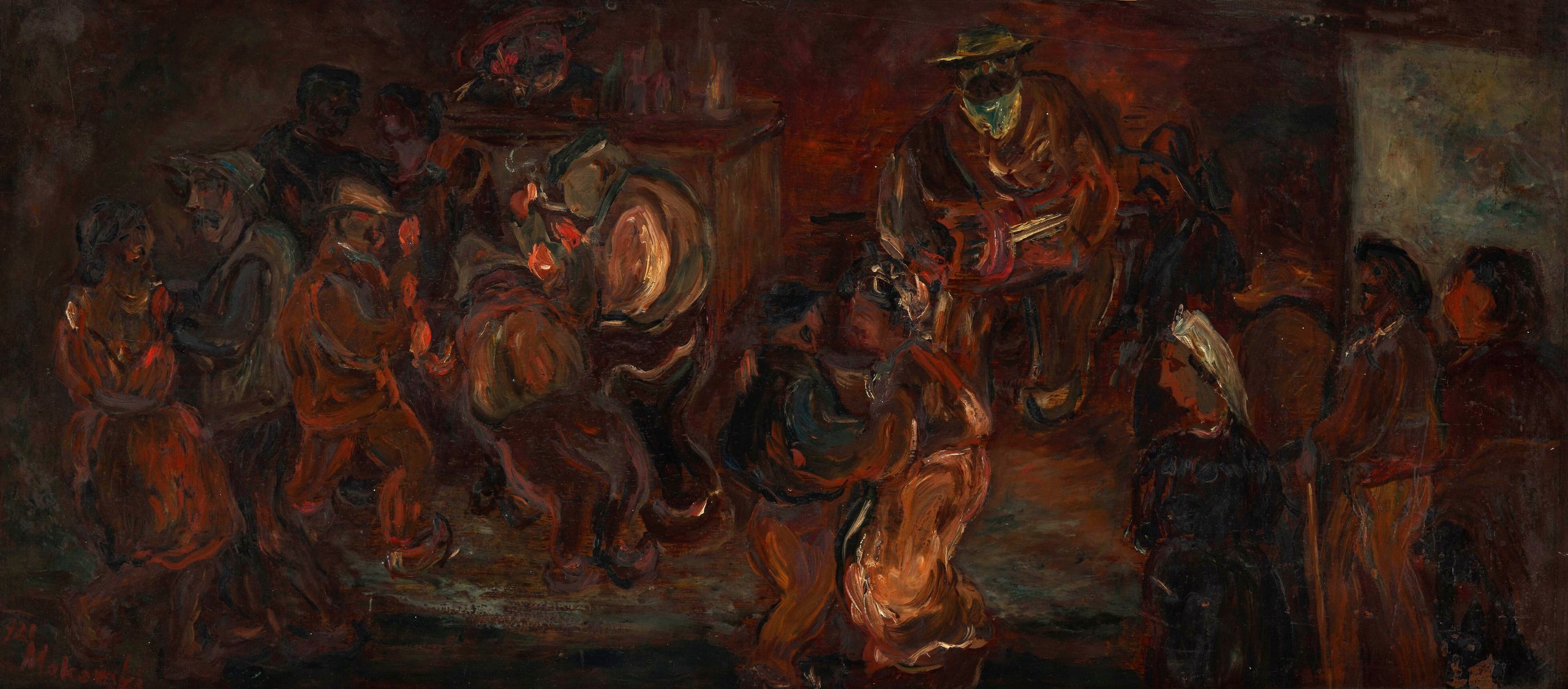 《民间舞蹈（La Bourree）》（Folk Dance (La Bourree)）｜塔德乌什·马科夫斯基 Tadeusz Makowski｜1921