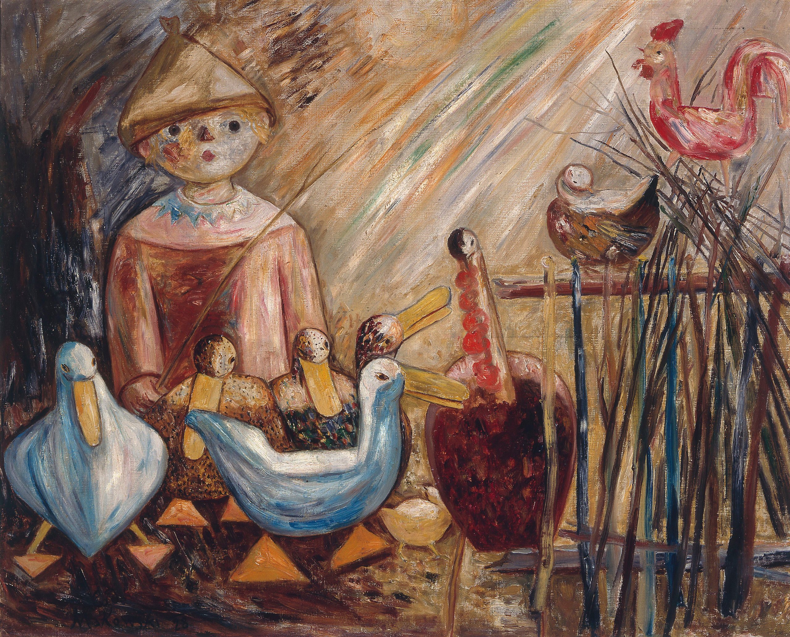《农村后院》（Rural backyard）｜塔德乌什·马科夫斯基 Tadeusz Makowski｜1928