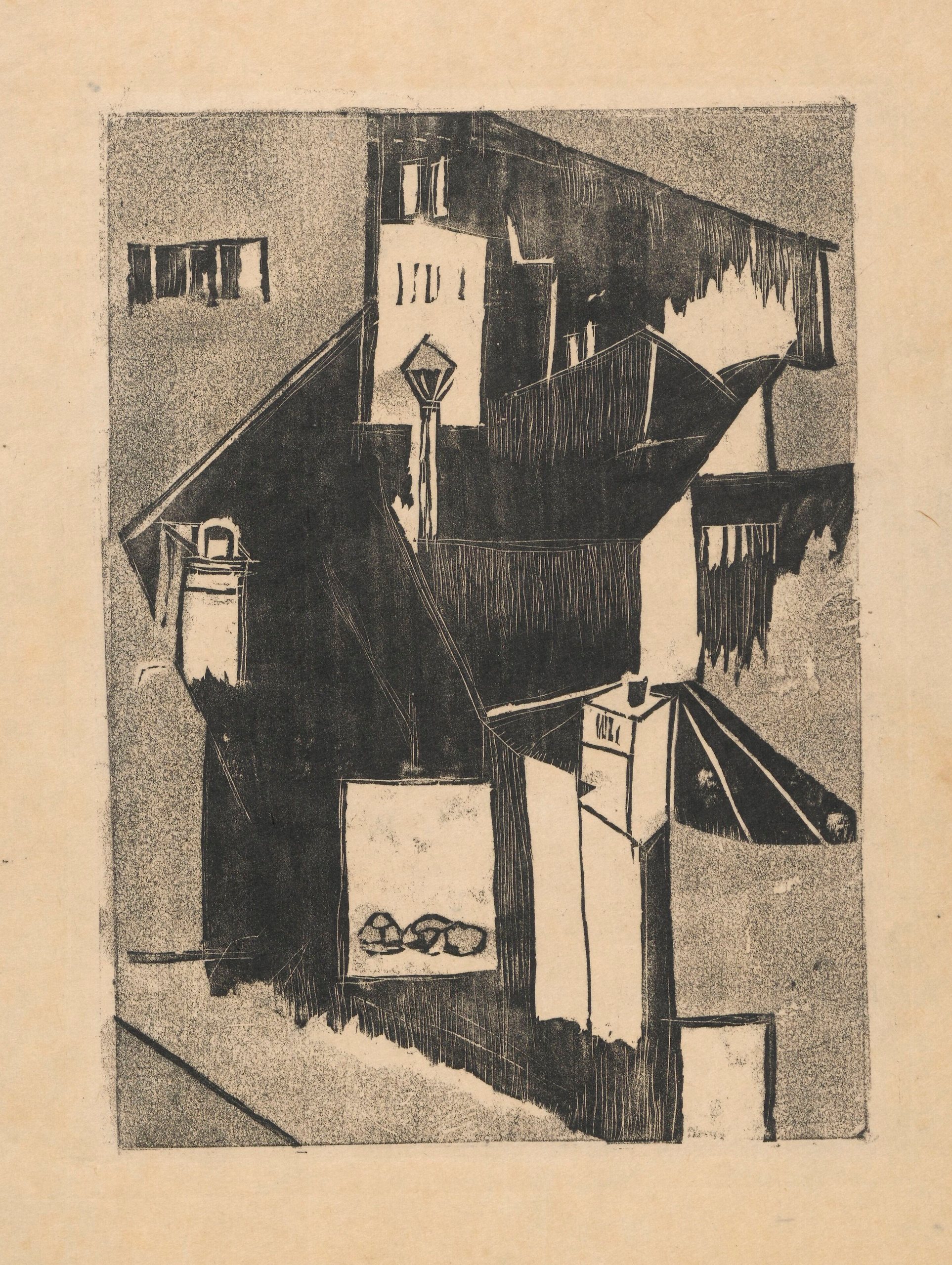 《有灯柱的街道》（Street with a light post）｜塔德乌什·马科夫斯基 Tadeusz Makowski｜1914