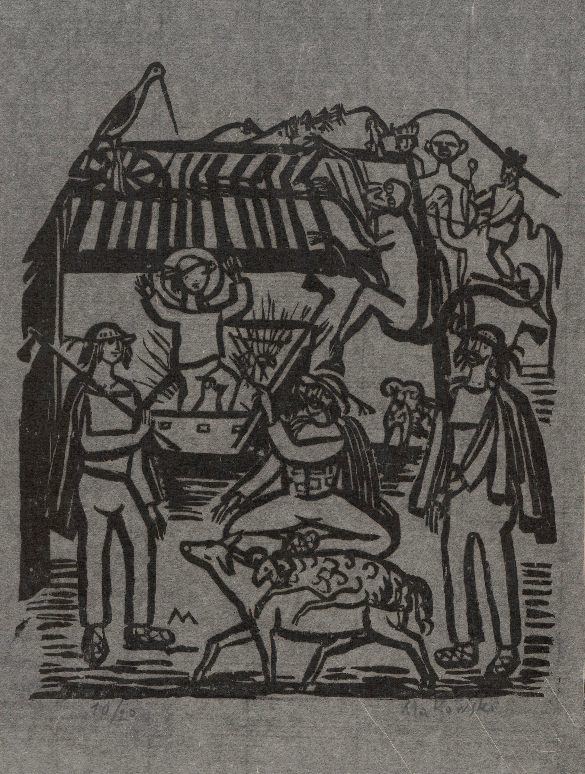 《在棚屋里——神秘游戏》（At the shed – mystery play）｜塔德乌什·马科夫斯基 Tadeusz Makowski｜1924