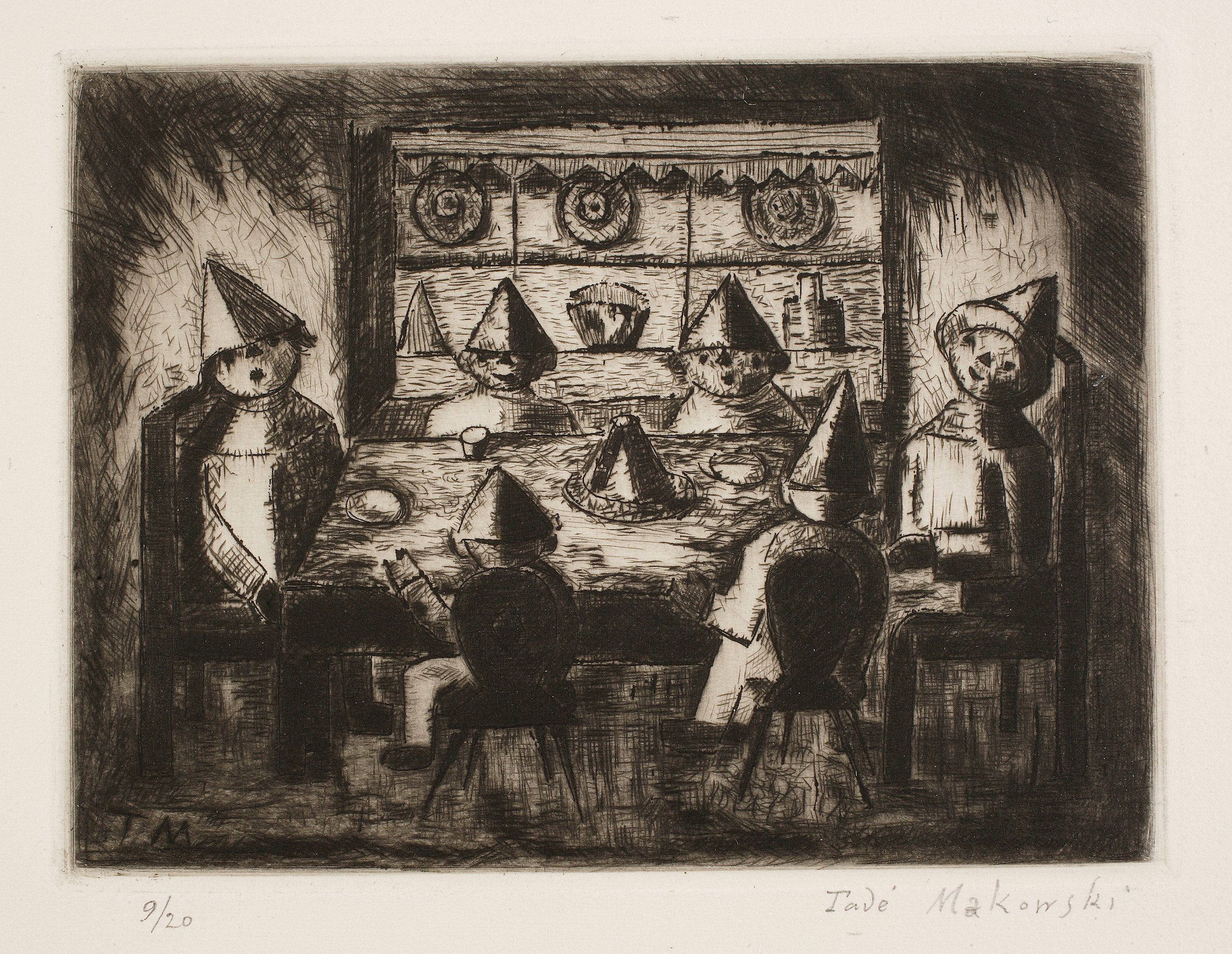 《餐桌上的孩子们》（Children at the table）｜塔德乌什·马科夫斯基 Tadeusz Makowski｜1931