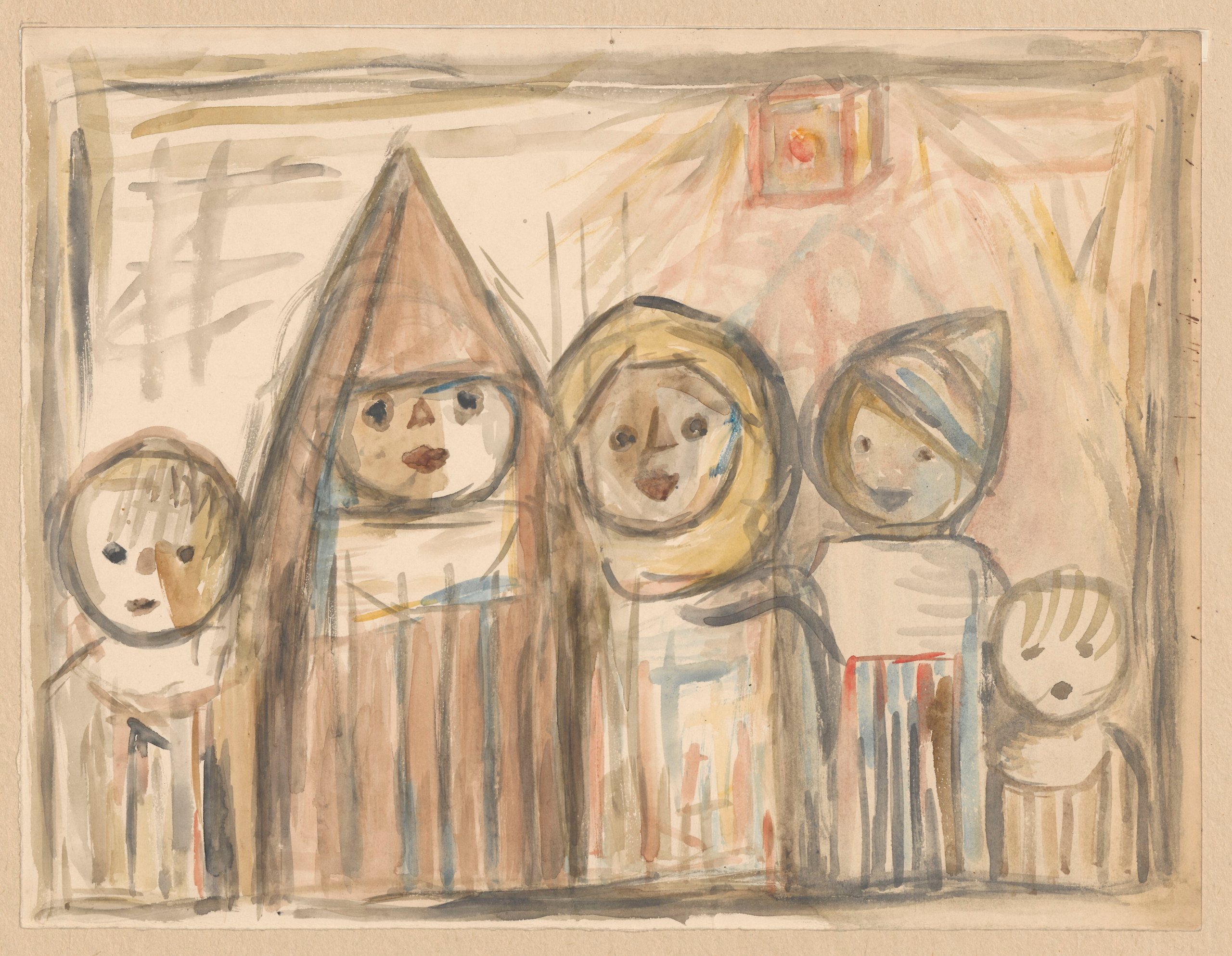 《灯笼梁上的孩子们》（Children in the lantern beams）｜塔德乌什·马科夫斯基 Tadeusz Makowski｜1932