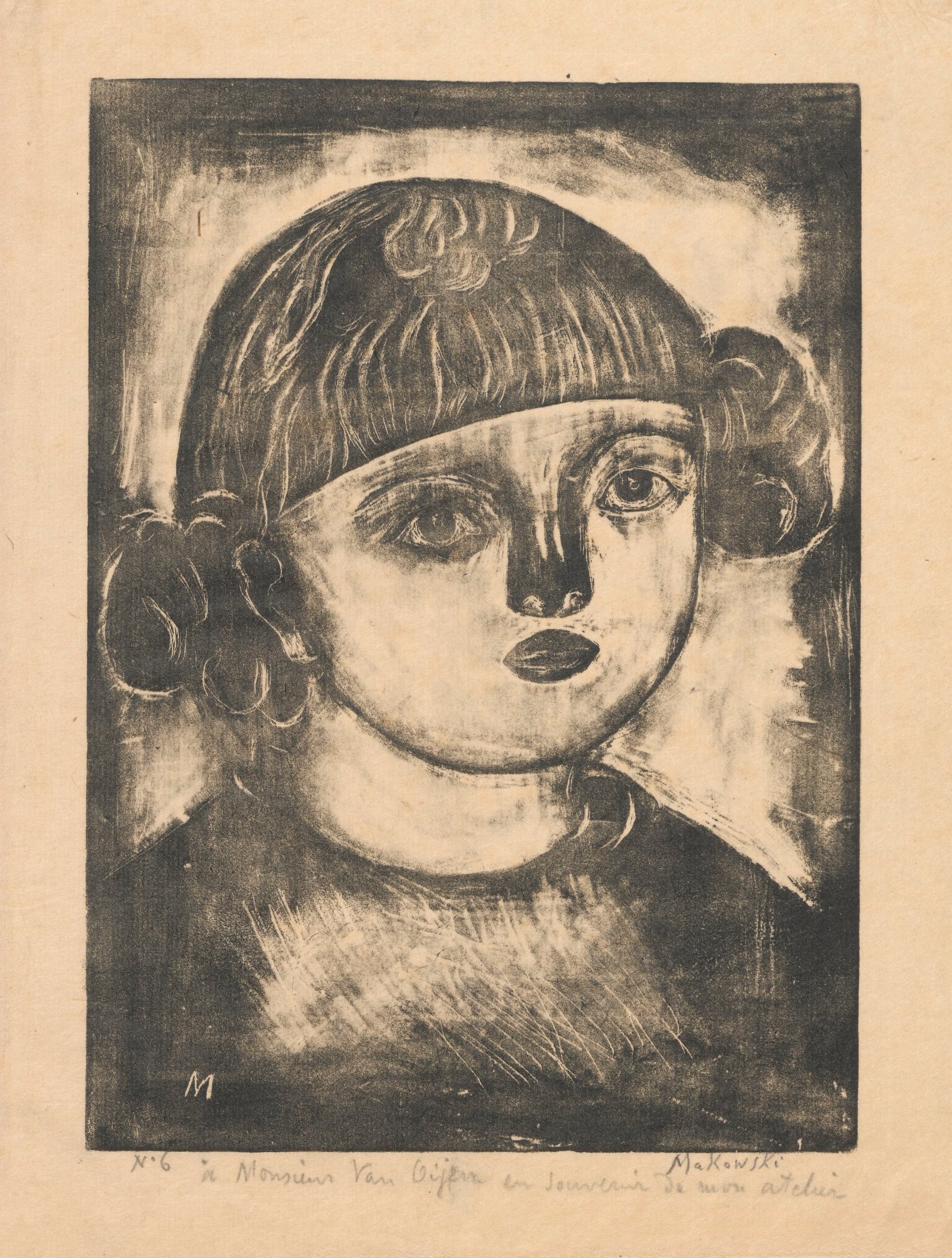 《卷发小女孩头像》（Head of a little girl with curls）｜塔德乌什·马科夫斯基 Tadeusz Makowski｜1920