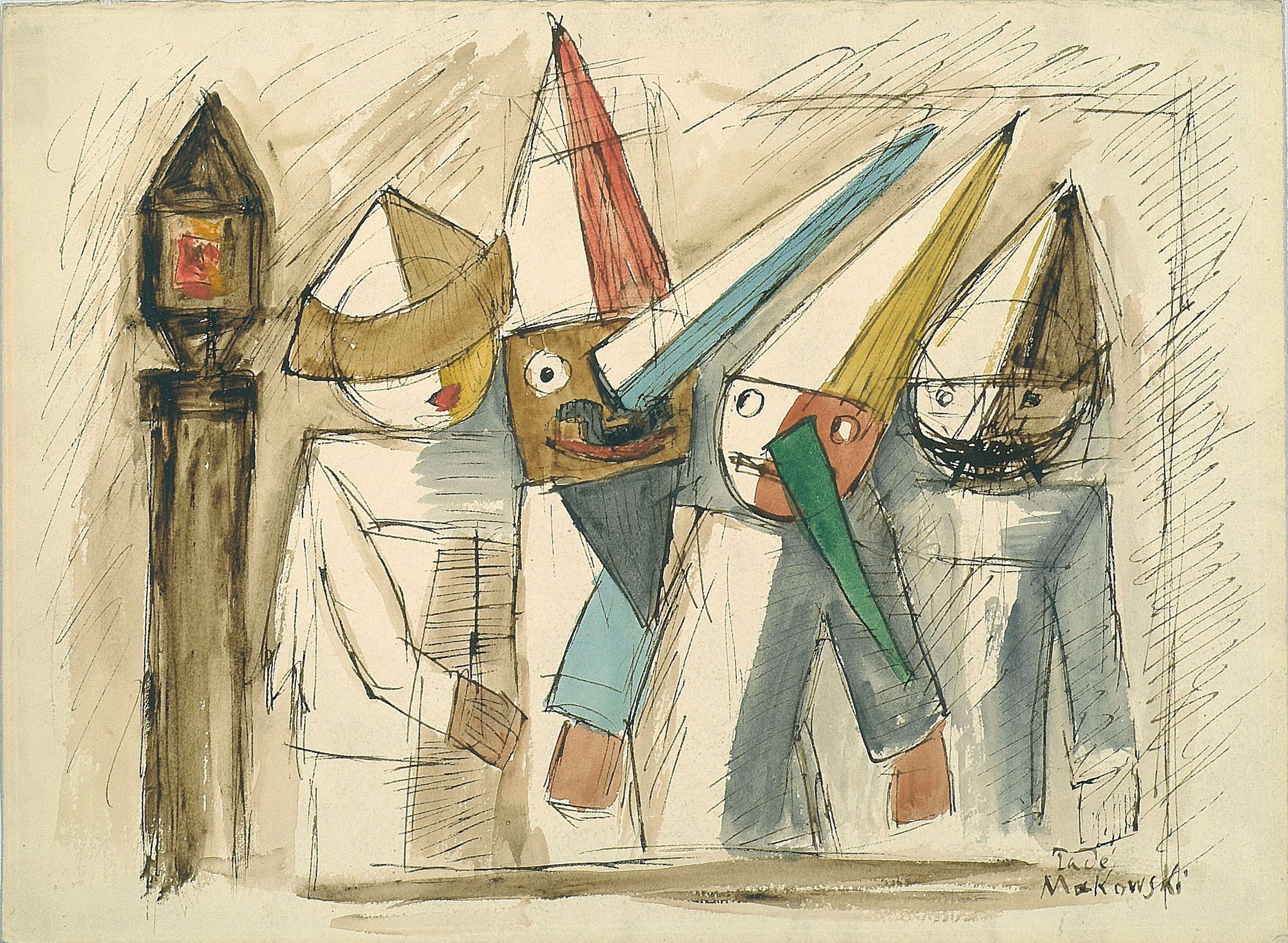 《化装舞会》（Masquerade）｜塔德乌什·马科夫斯基 Tadeusz Makowski｜1931
