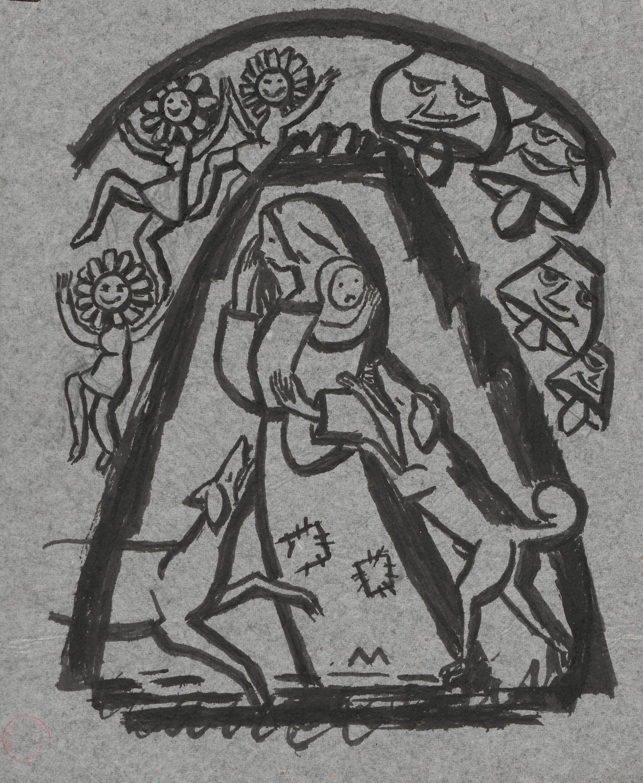 《被狗袭击的痛苦》（Misery attacked by dogs）｜塔德乌什·马科夫斯基 Tadeusz Makowski｜1924