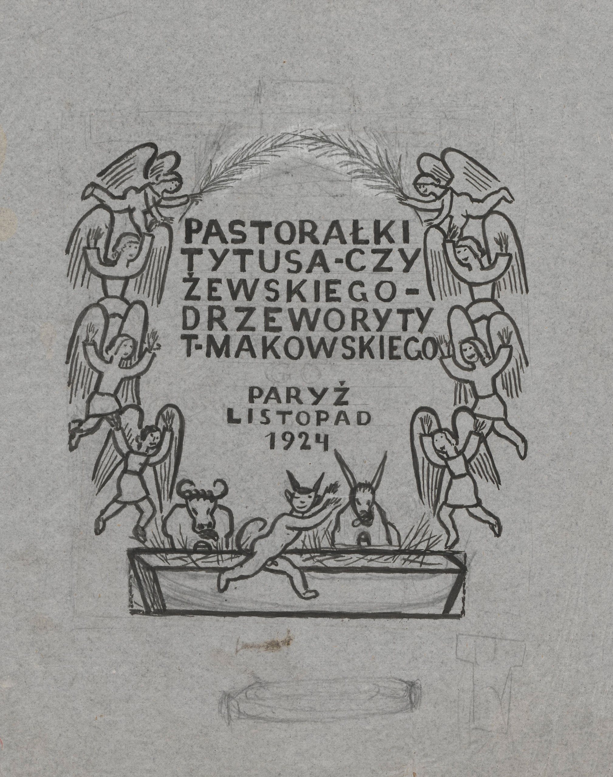 《未实现的“Pastorałki”标题卡设计》（Unrealized title card design for 'Pastorałki'）｜塔德乌什·马科夫斯基 Tadeusz Makowski｜1924